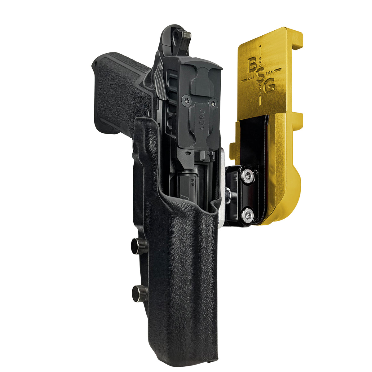 Staccato HD P4.5 IPSC/USPA Quick Mount Ball Joint Holster with 24K Gold Belt Attachment, Black Holster Shell