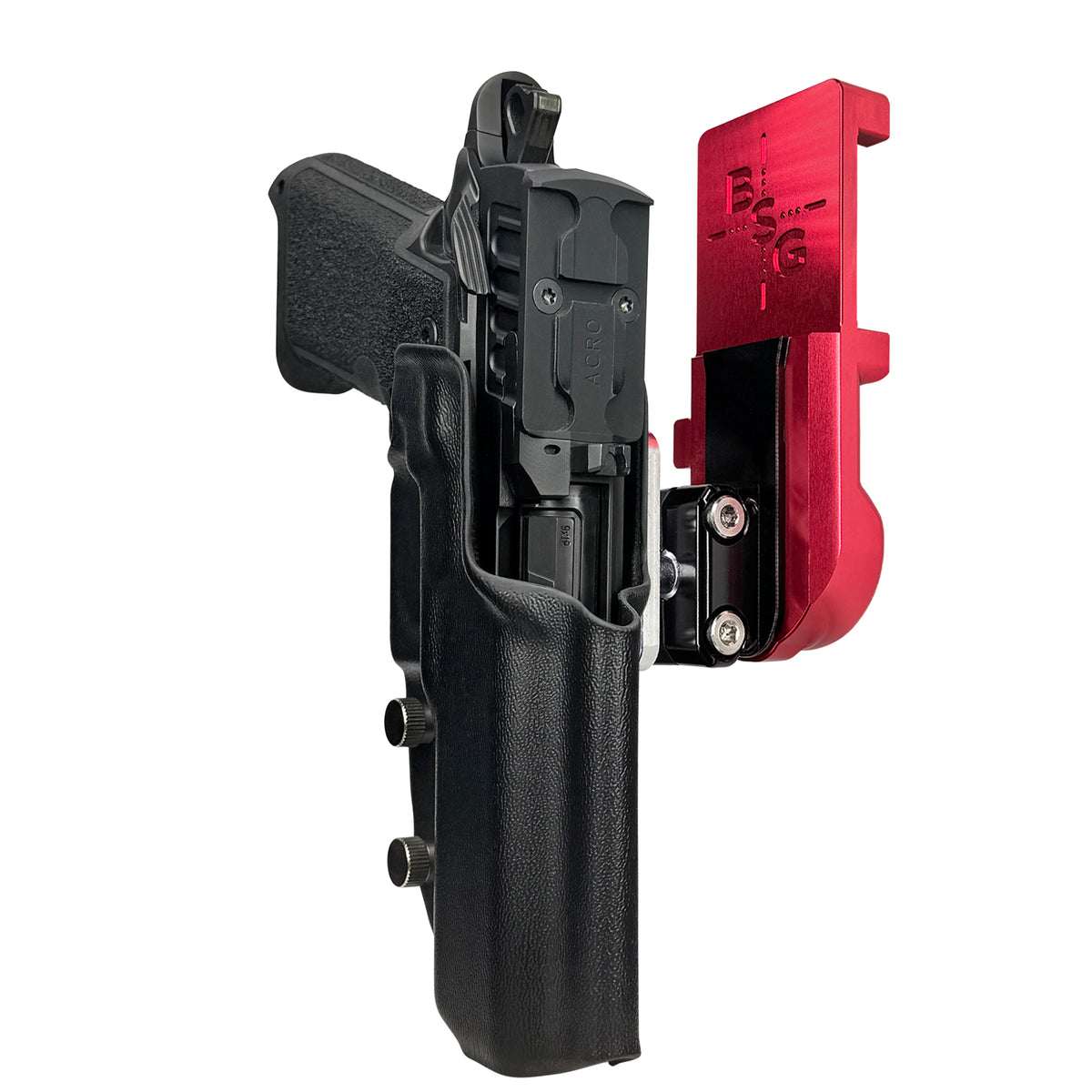 Staccato HD P4.5 IPSC/USPA Quick Mount Ball Joint Holster with Red Belt Attachment, Black Holster Shell