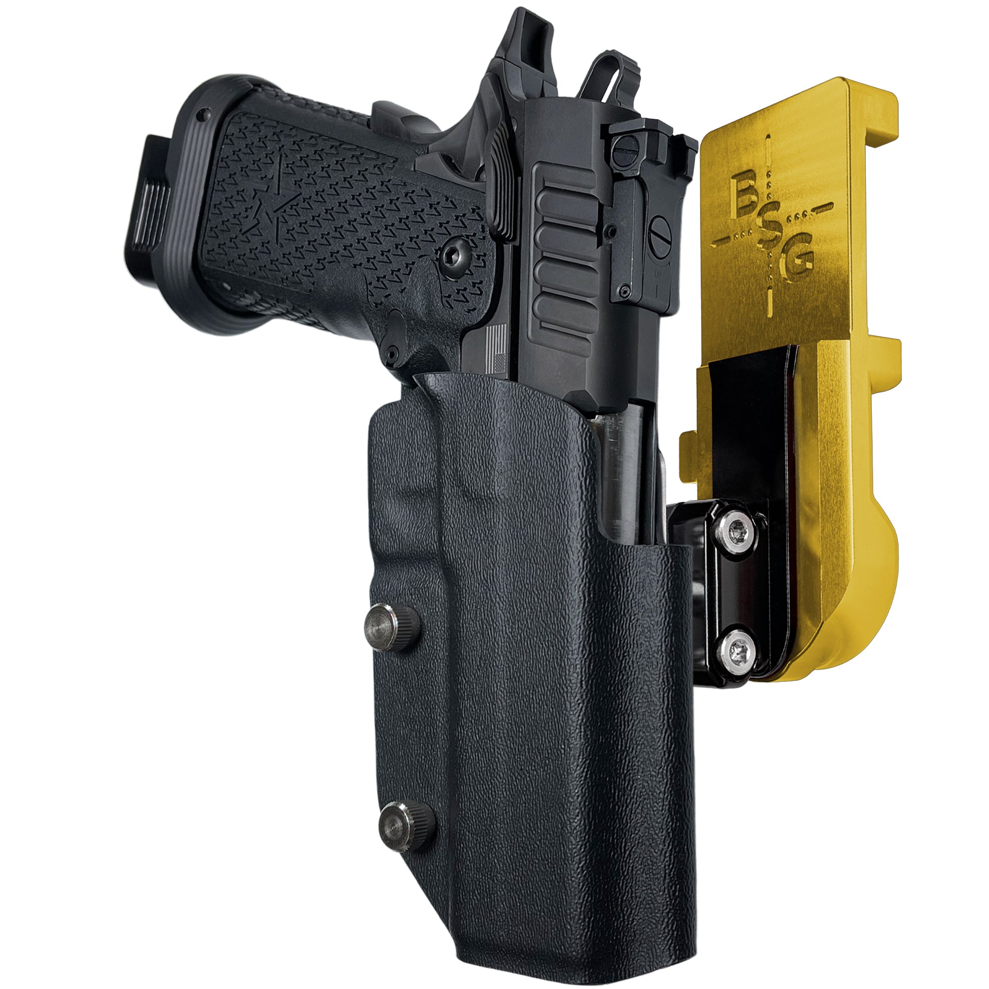 Staccato P IPSC/USPA Quick Mount Ball Joint Holster with 24K Gold Belt Attachment, Black Holster Shell