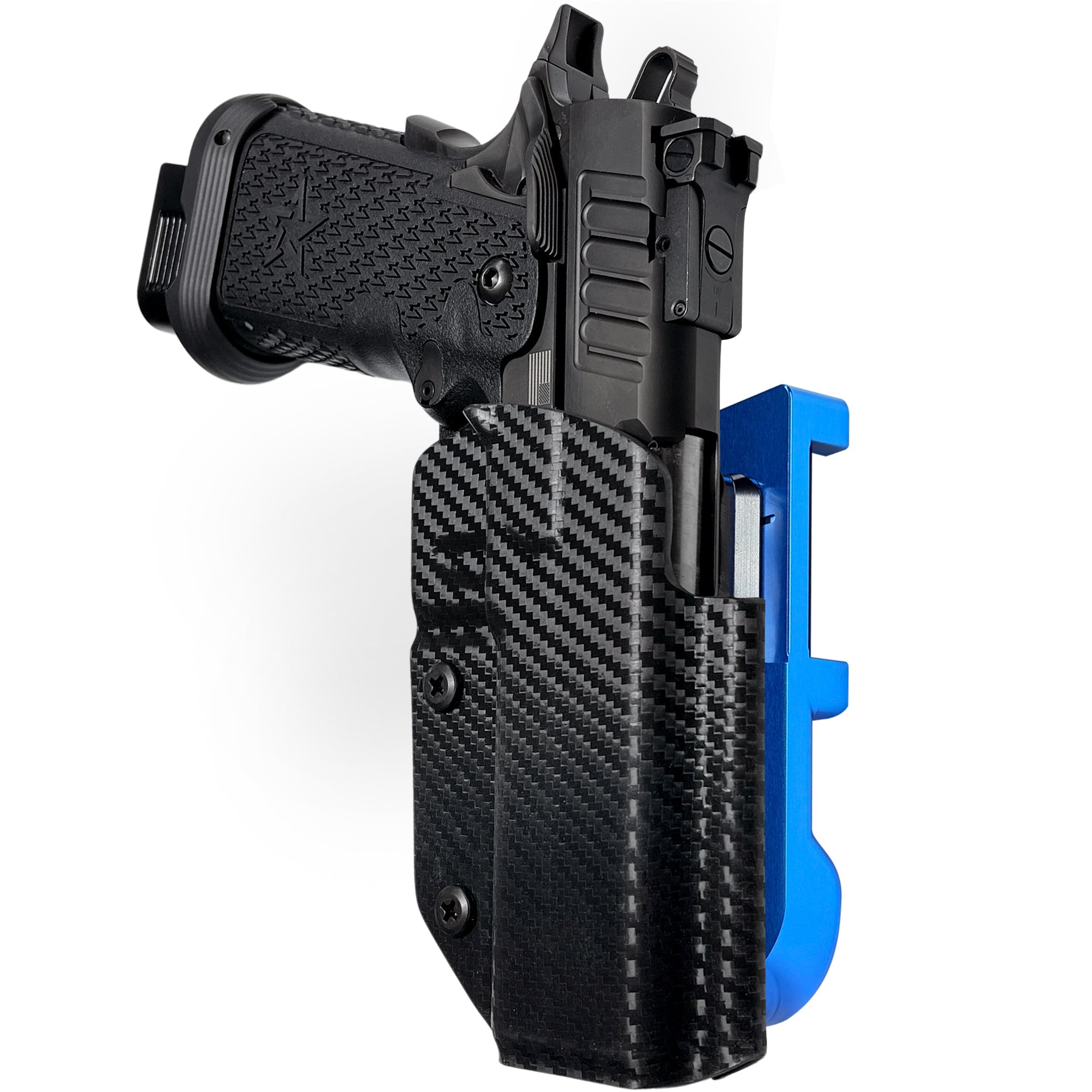 Staccato P IDPA Quick Mount Holster with Blue Belt Attachment, Carbon Fiber Holster Shell