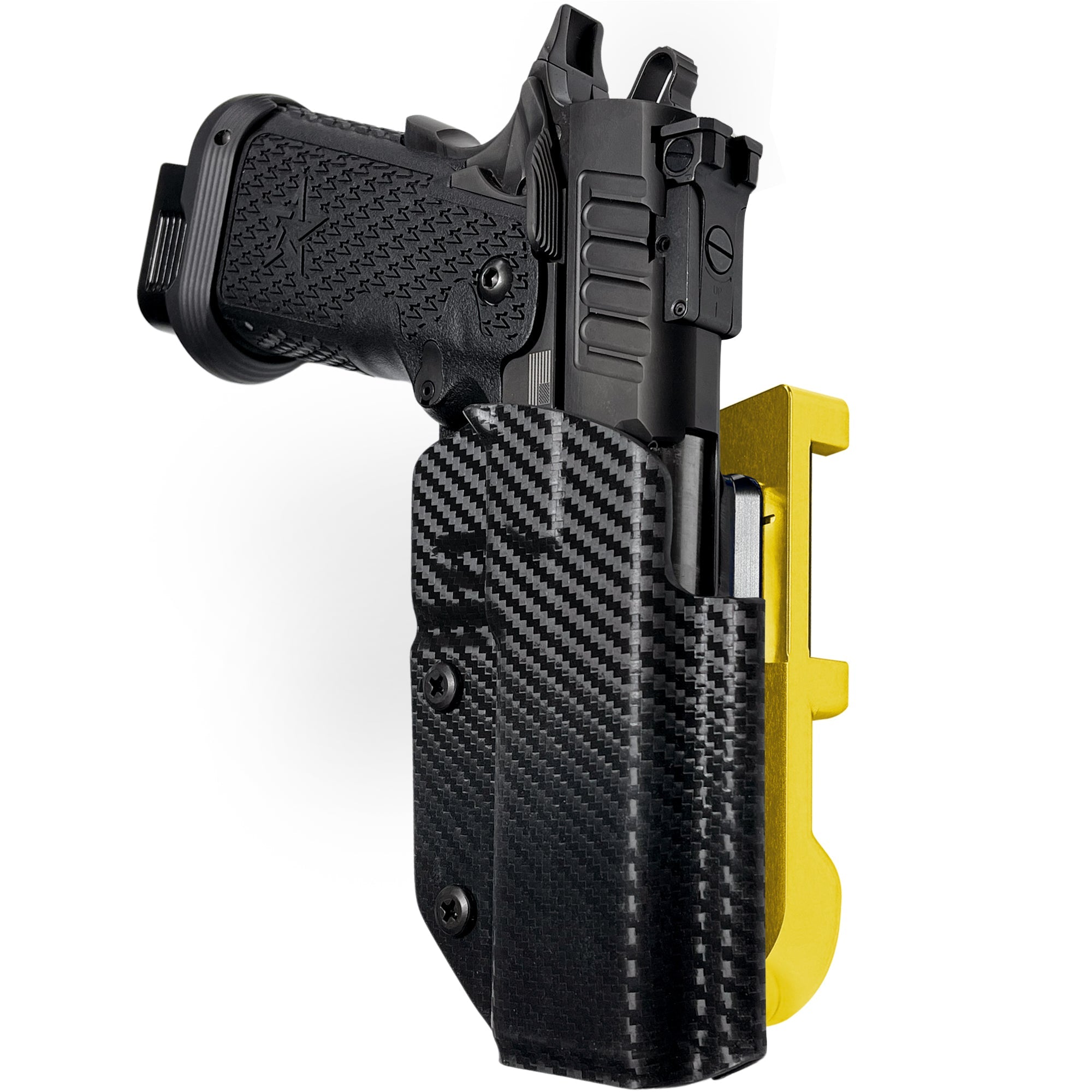 Staccato P IDPA Quick Mount Holster with 24K Gold Belt Attachment, Carbon Fiber Holster Shell