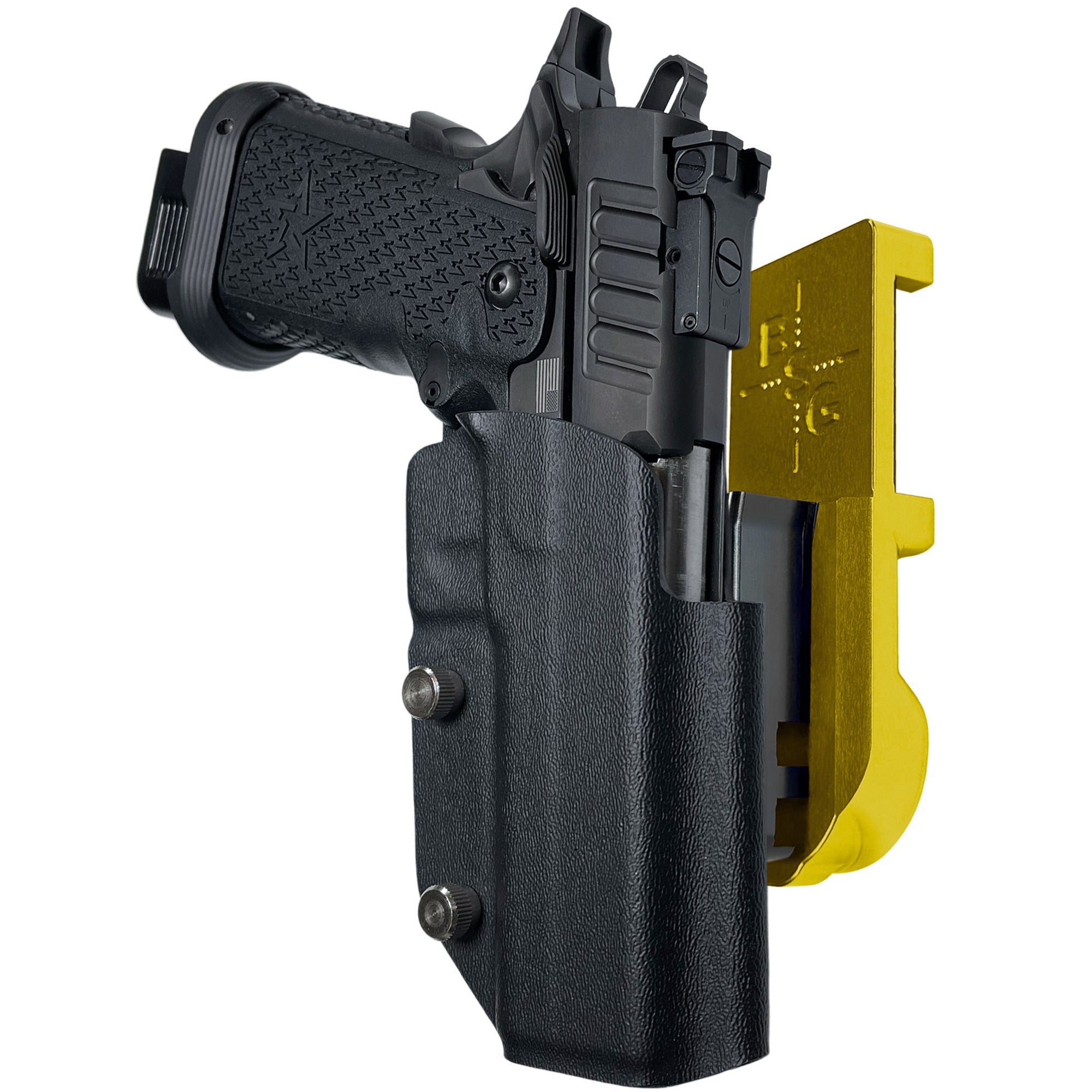 Staccato P IPSC/USPA Quick Mount Holster with 24K Gold Belt Attachment, Black Holster Shell