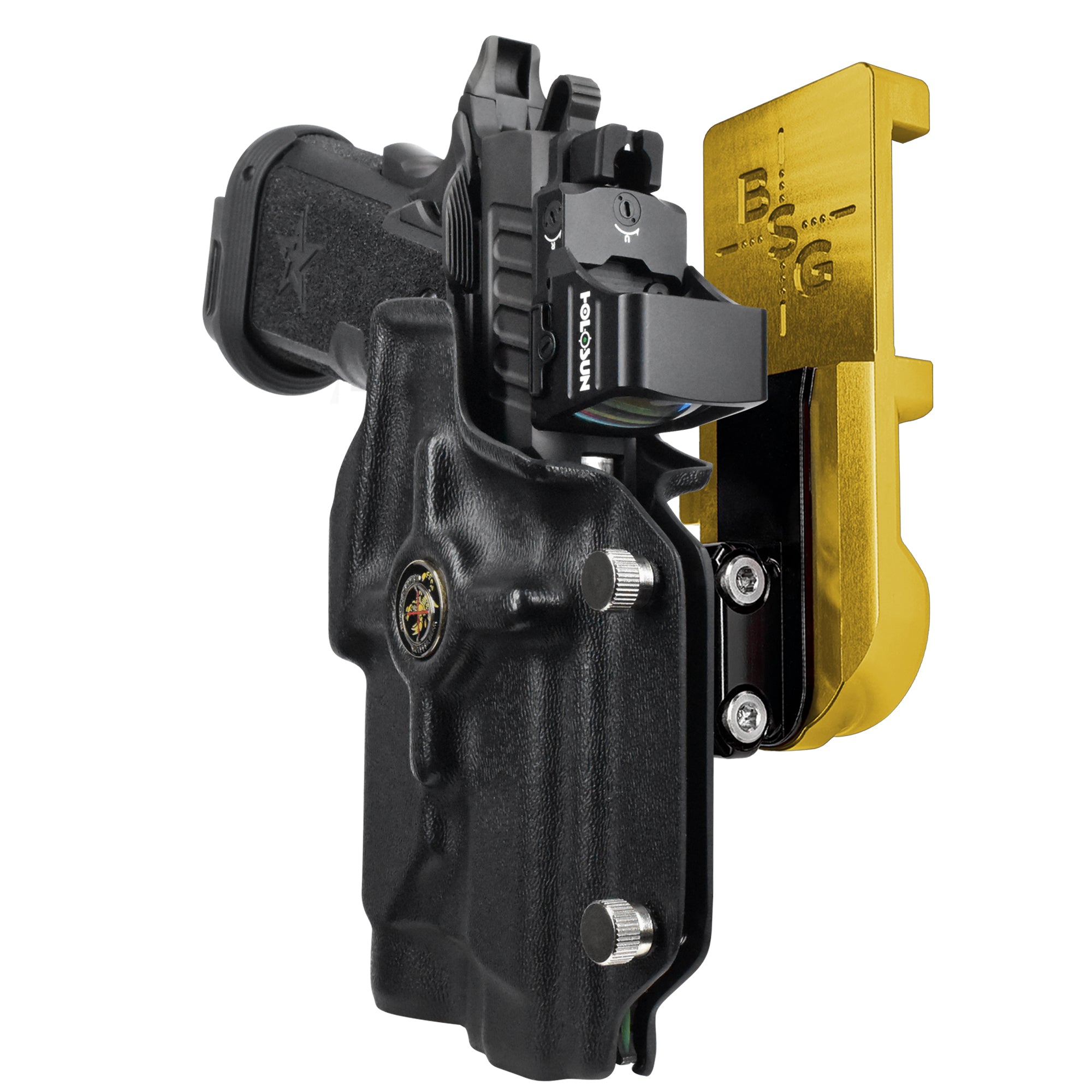 Staccato P - P.ID IPSC/USPA Quick Mount Ball Joint Holster with 24K Gold Belt Attachment, Black Holster Shell