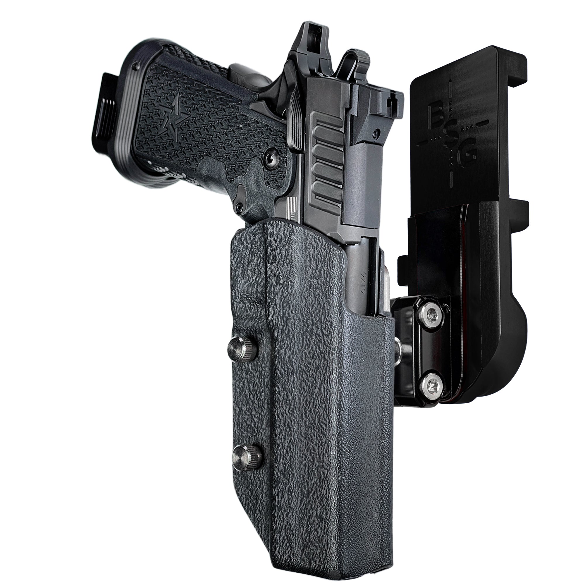 Staccato XC IPSC/USPA Quick Mount Ball Joint Holster with Black Belt Attachment, Black Holster Shell