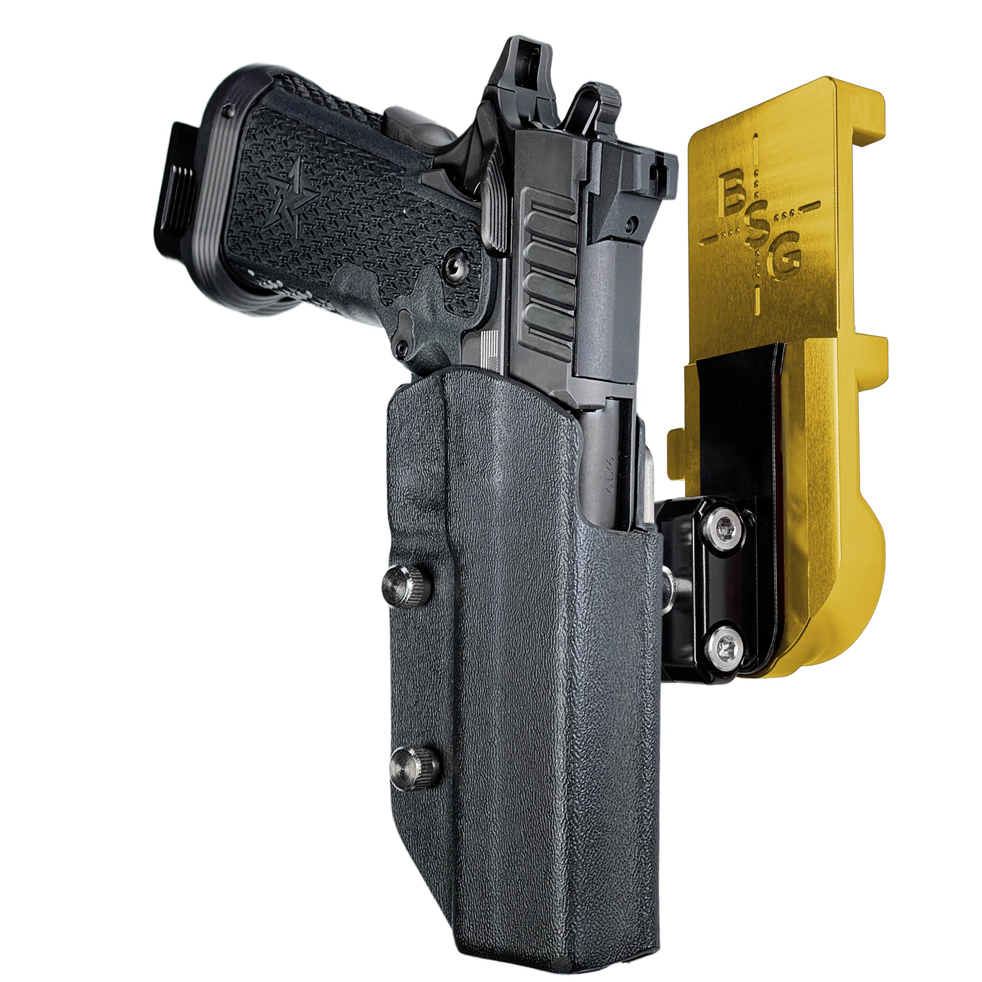 Staccato XC IPSC/USPA Quick Mount Ball Joint Holster with 24K Gold Belt Attachment, Black Holster Shell