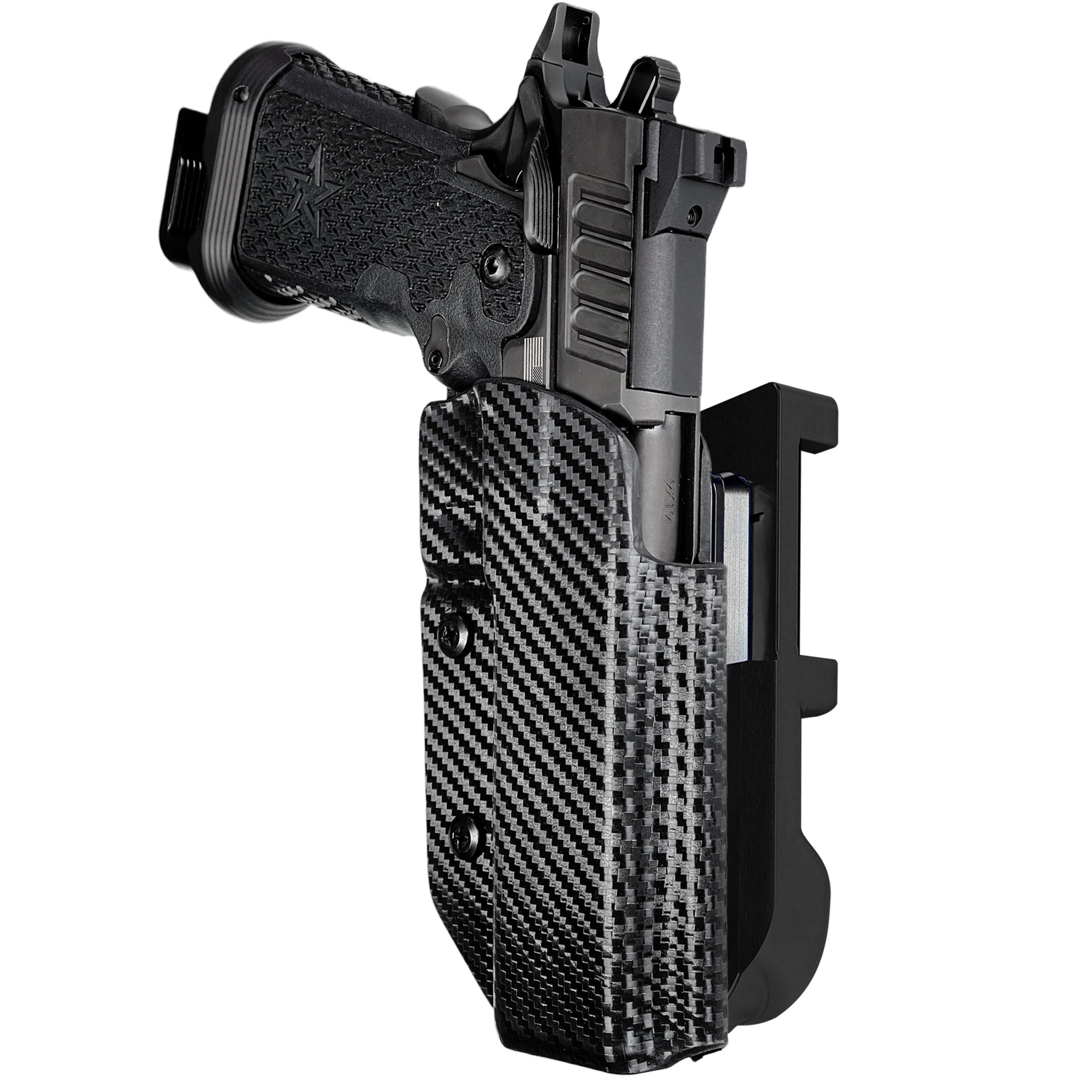 Staccato XC IDPA Quick Mount Holster with Black Belt Attachment, Carbon Fiber Holster Shell