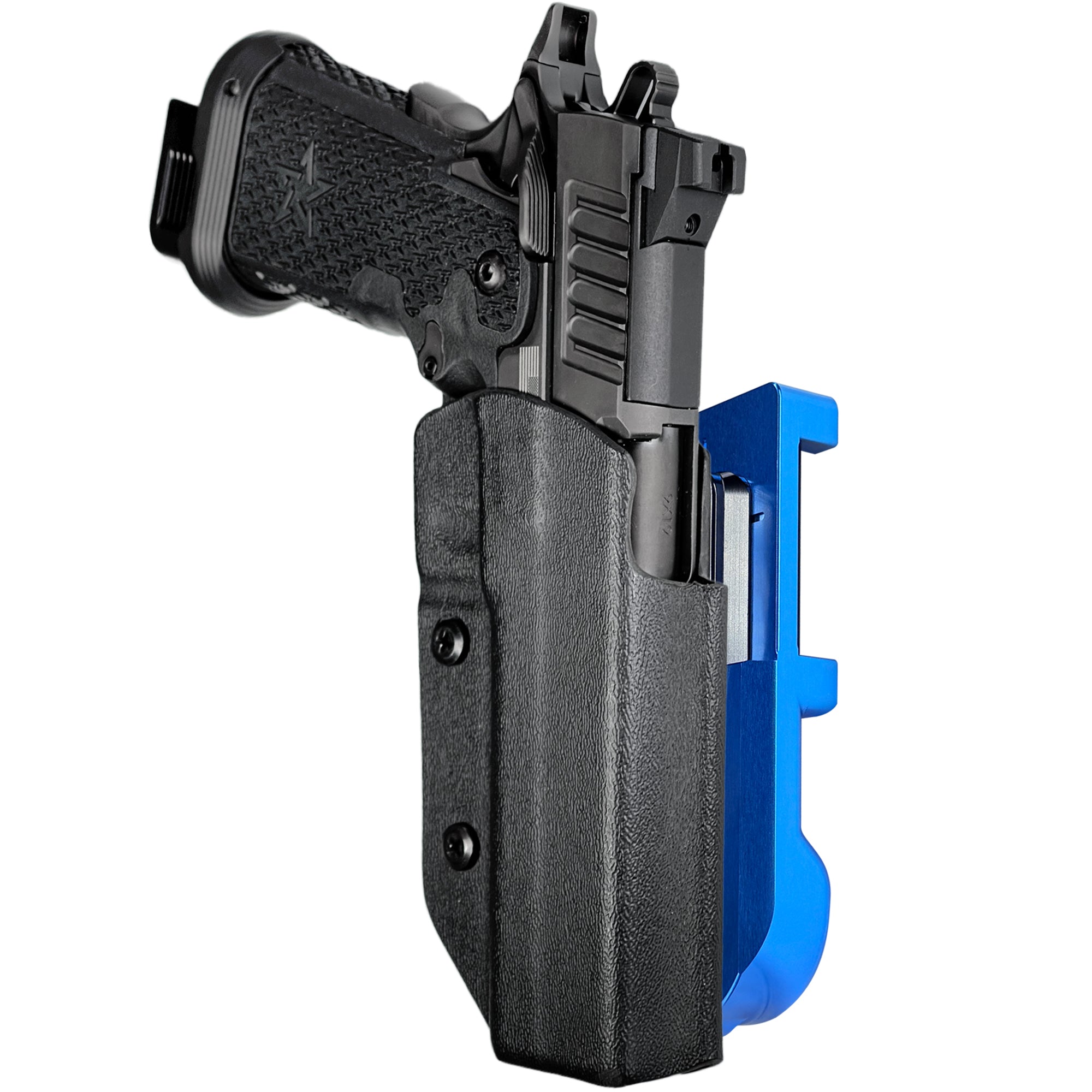 Staccato XC IDPA Quick Mount Holster with Blue Belt Attachment, Black Holster Shell