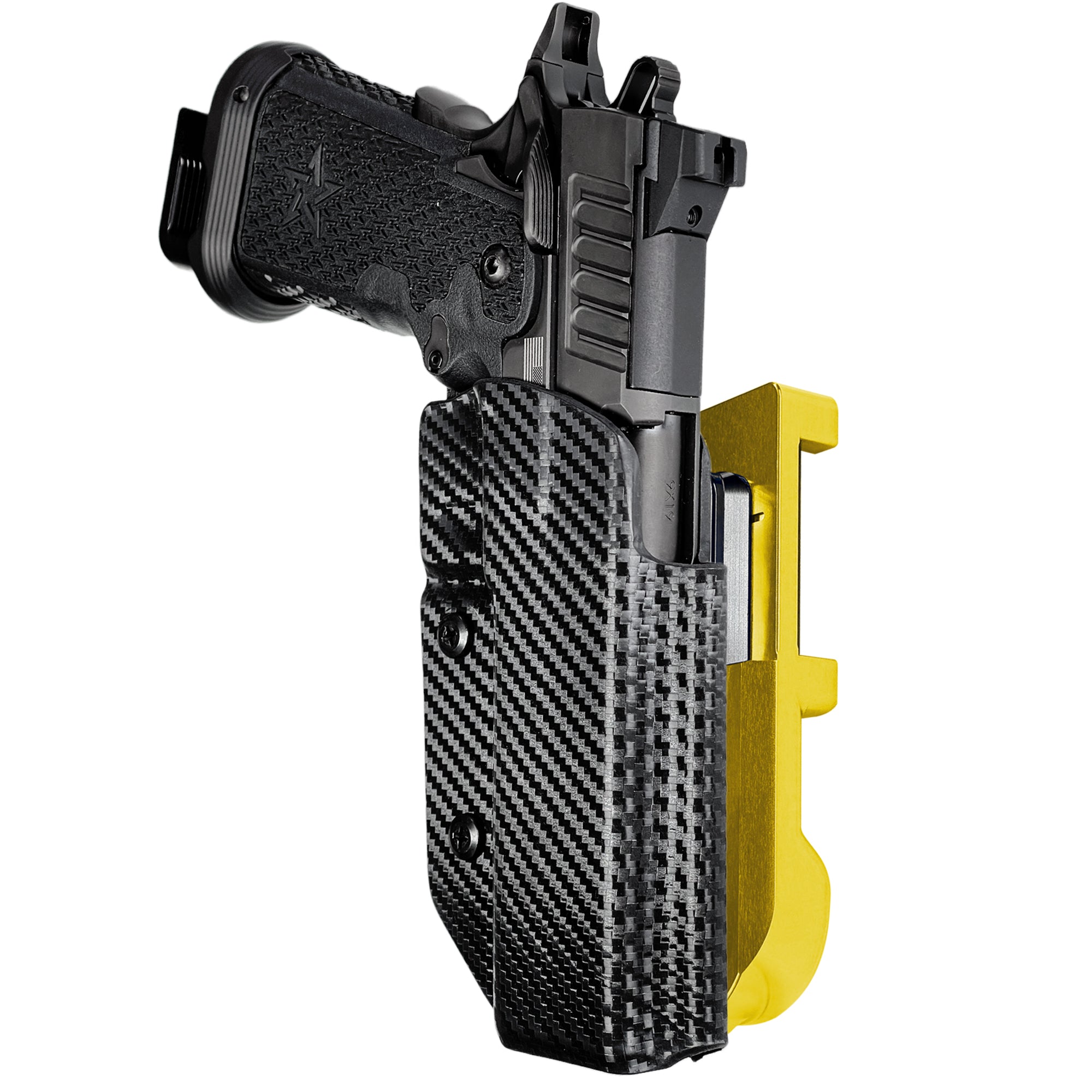 Staccato XC IDPA Quick Mount Holster with 24K Gold Belt Attachment, Carbon Fiber Holster Shell