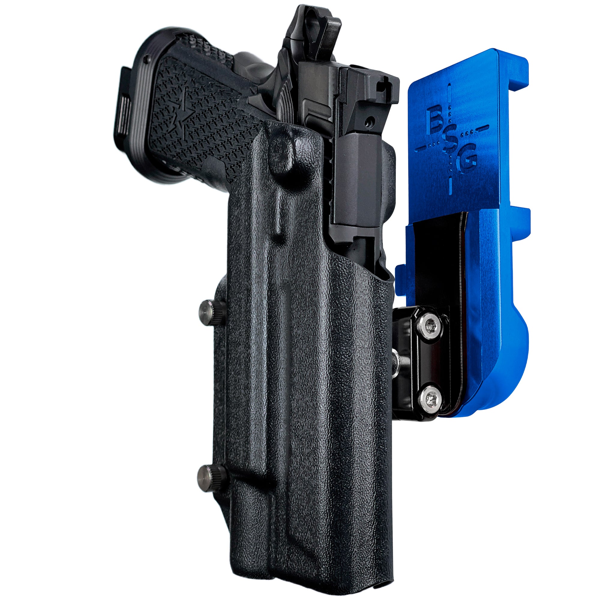 Staccato XC X300U-A IPSC/USPA Quick Mount Ball Joint Holster with Blue Belt Attachment, Black Holster Shell