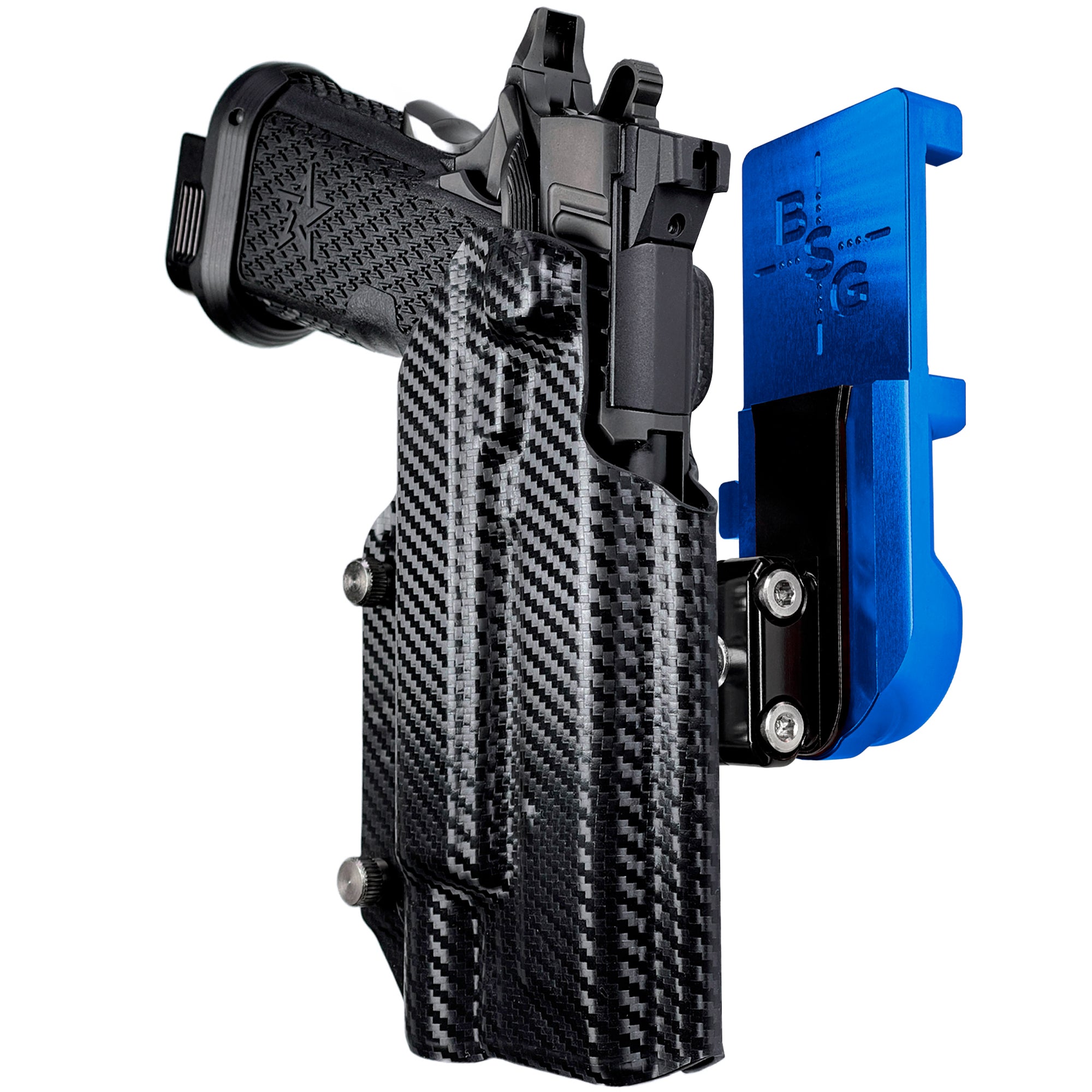 Staccato XC X300U-A IPSC/USPA Quick Mount Ball Joint Holster with Blue Belt Attachment, Carbon Fiber Holster Shell