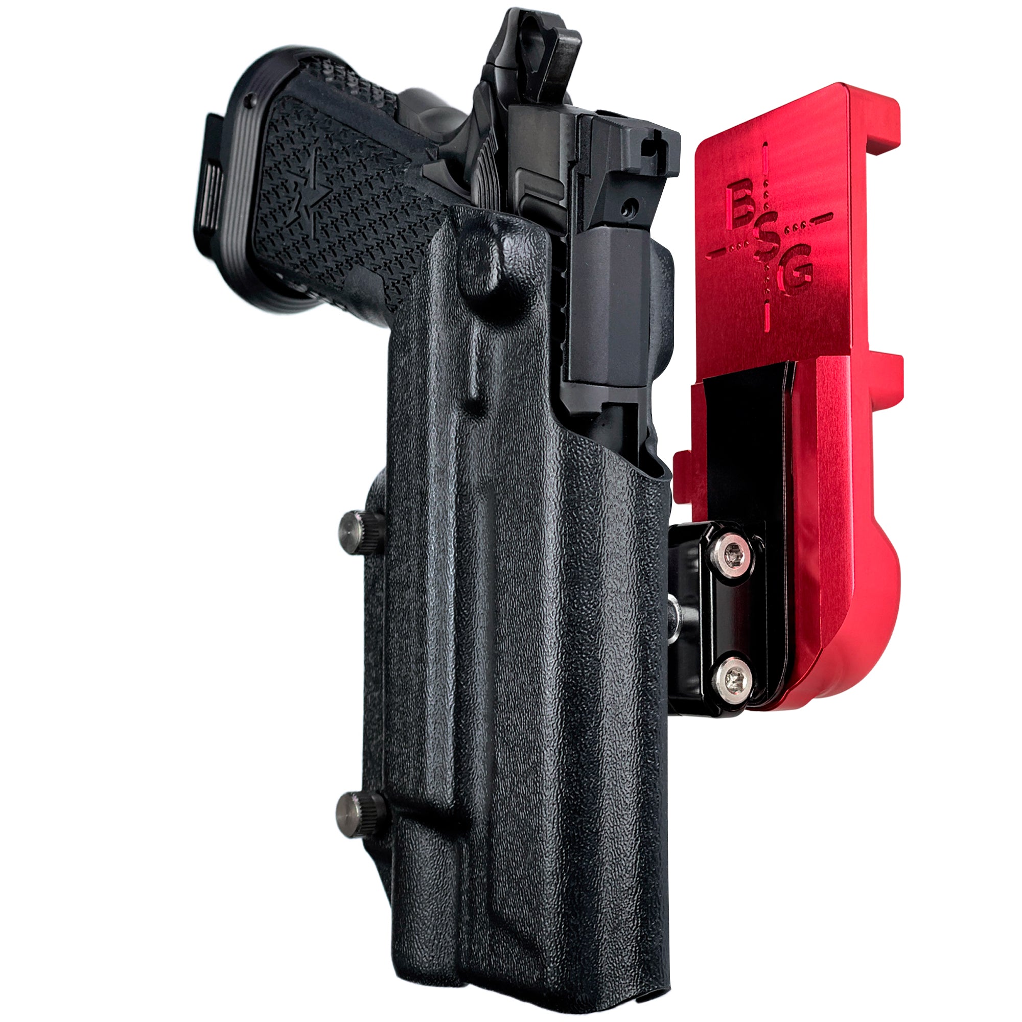 Staccato XC X300U-A IPSC/USPA Quick Mount Ball Joint Holster with Red Belt Attachment, Black Holster Shell