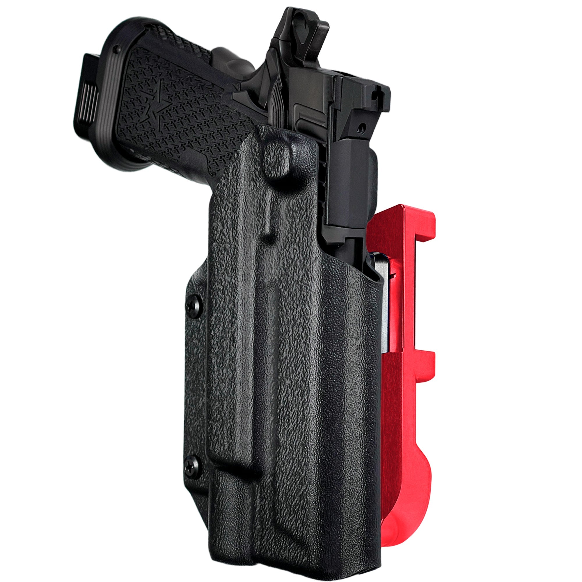 Staccato XC X300U-A IDPA Quick Mount Holster with Red Belt Attachment, Black Holster Shell