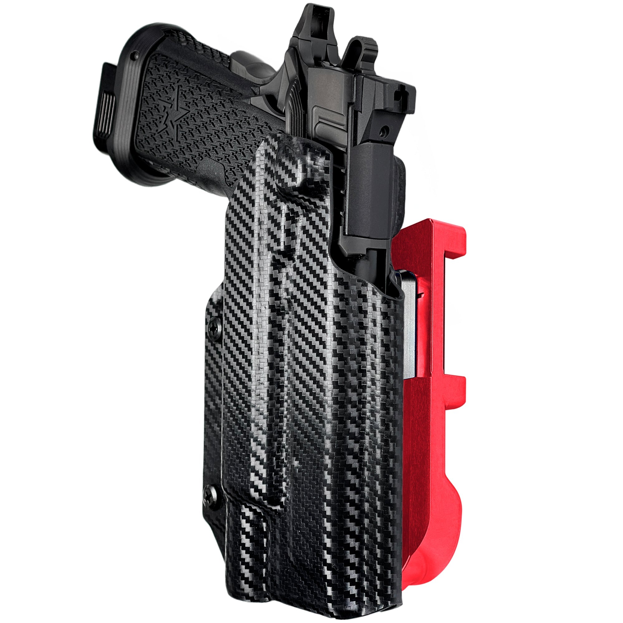 Staccato XC X300U-A IDPA Quick Mount Holster with Red Belt Attachment, Carbon Fiber Holster Shell