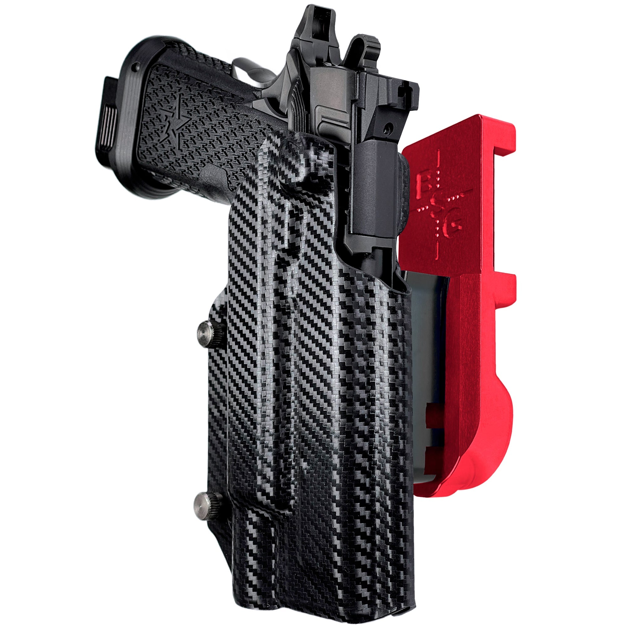 Staccato XC X300U-A IPSC/USPA Quick Mount Holster with Red Belt Attachment, Carbon Fiber Holster Shell