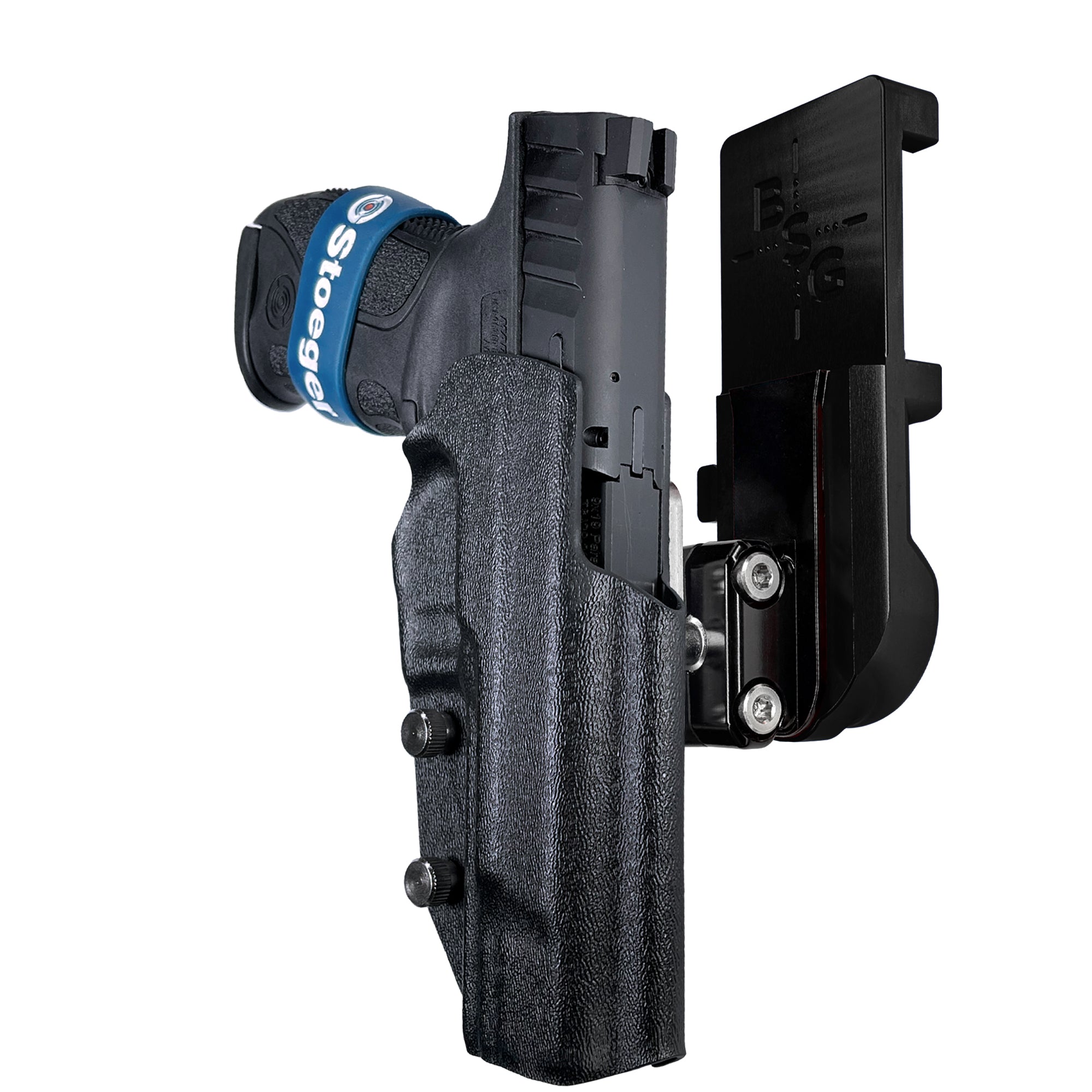 Stoeger STR-9 F IPSC/USPA Quick Mount Ball Joint Holster with Black Belt Attachment, Black Holster Shell