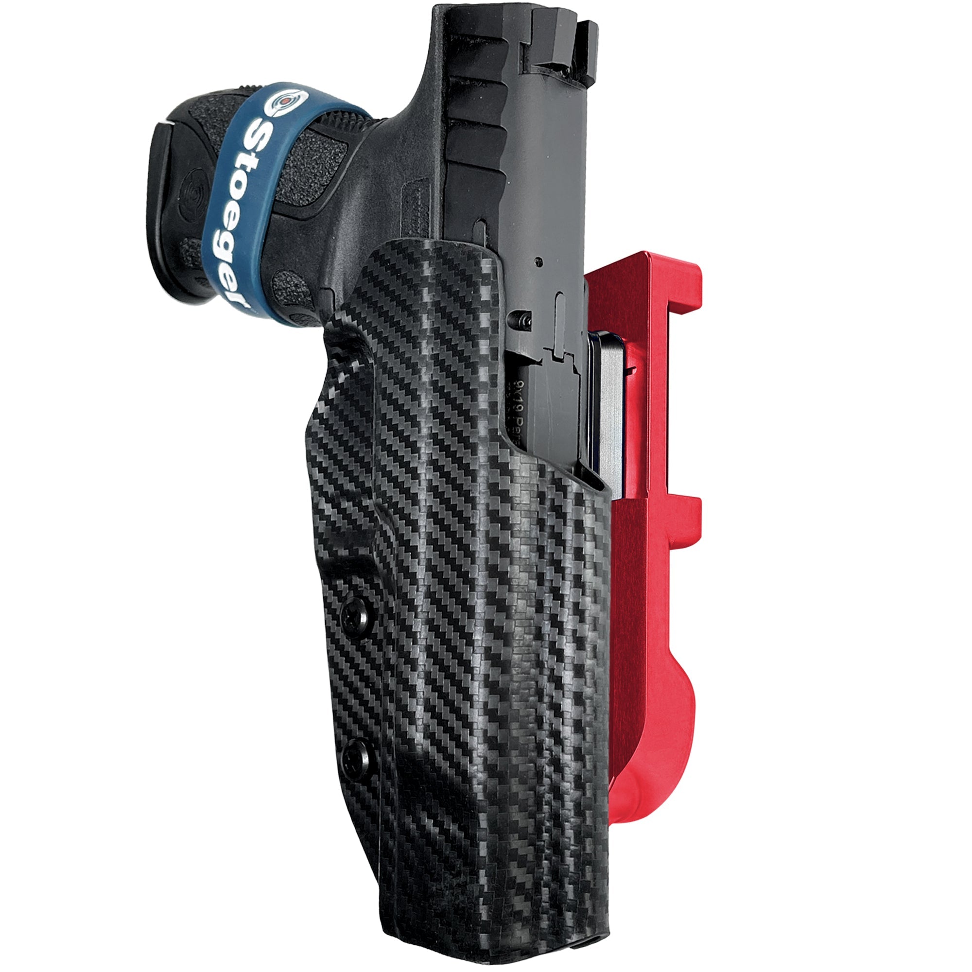 Stoeger STR-9 F IDPA Quick Mount Holster with Red Belt Attachment, Carbon Fiber Holster Shell