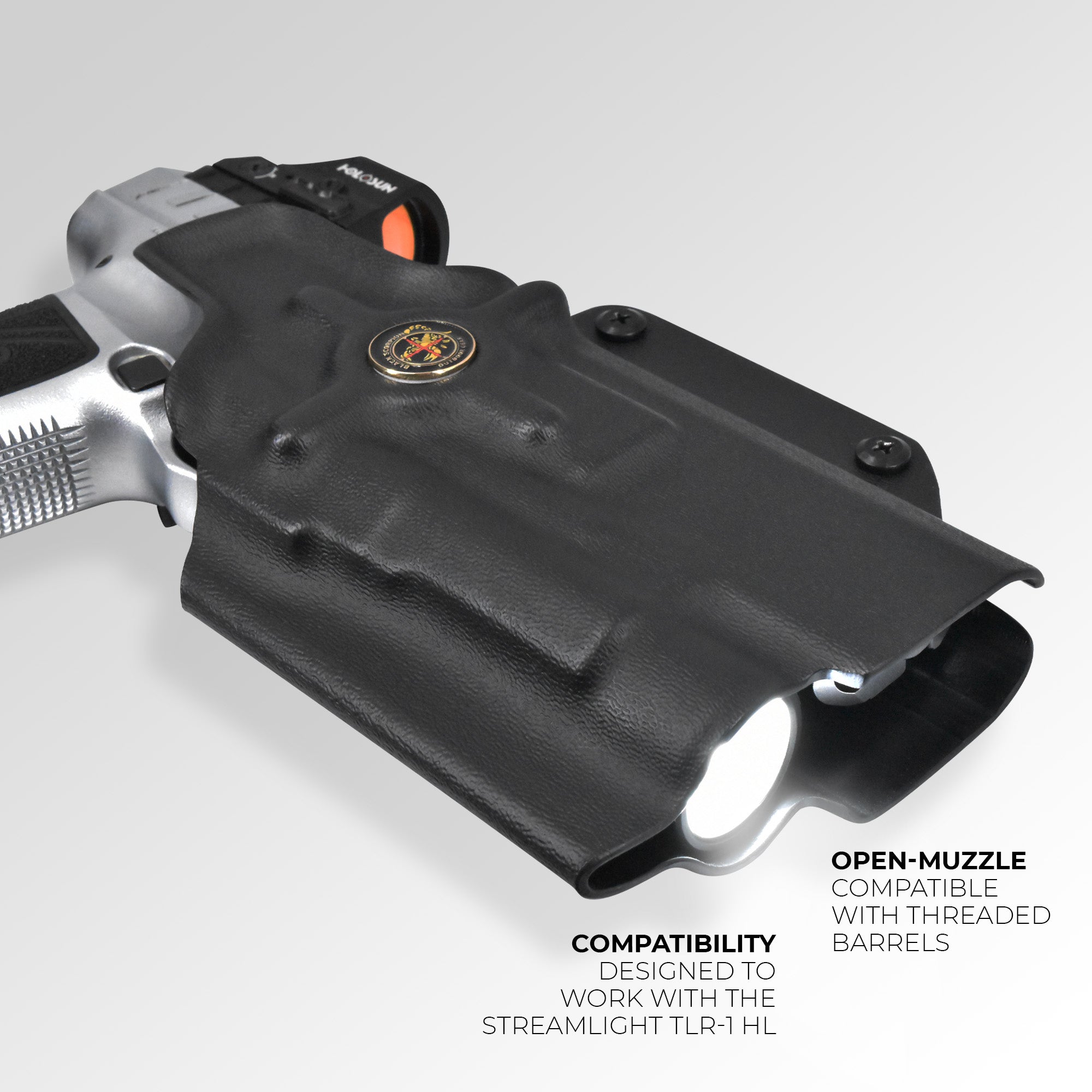 Glock 17, 22, 44, 45 w/ Streamlight TLR-1 HL OWB Quick Release Paddle Holster