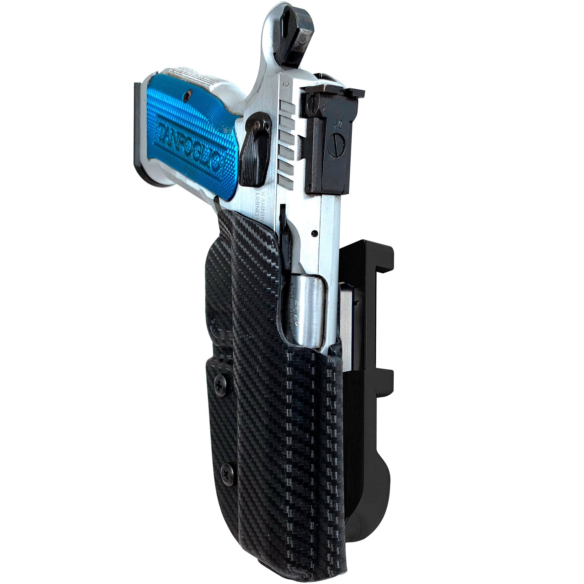 Tanfoglio Stock 2 IDPA Quick Mount Holster with Black Belt Attachment, Carbon Fiber Holster Shell