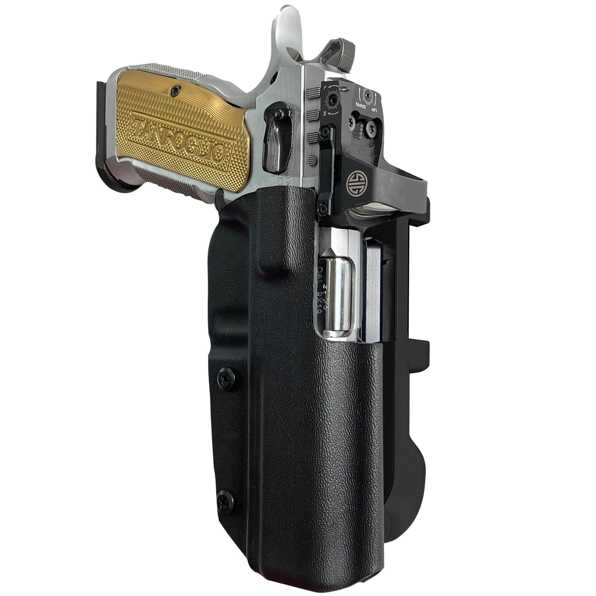 Tanfoglio Stock 3 IDPA Quick Mount Holster with Black Belt Attachment, Black Holster Shell