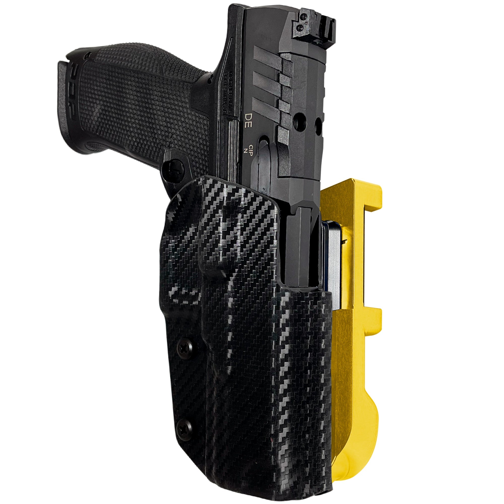 Walther PDP 5'' IDPA Quick Mount Holster with 24K Gold Belt Attachment, Carbon Fiber Holster Shell