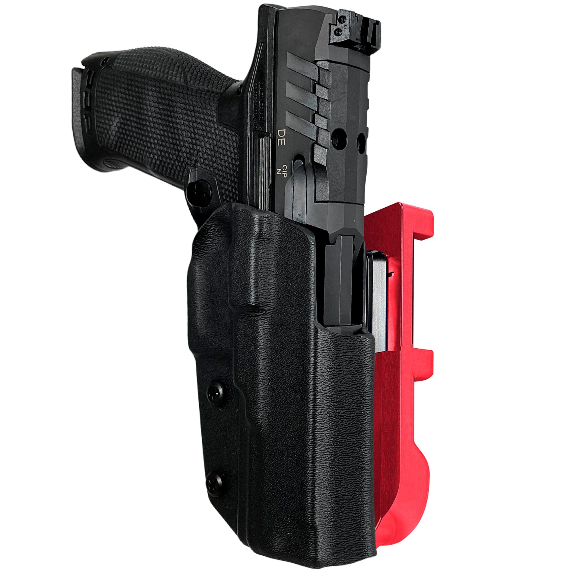 Walther PDP 5'' IDPA Quick Mount Holster with Red Belt Attachment, Black Holster Shell