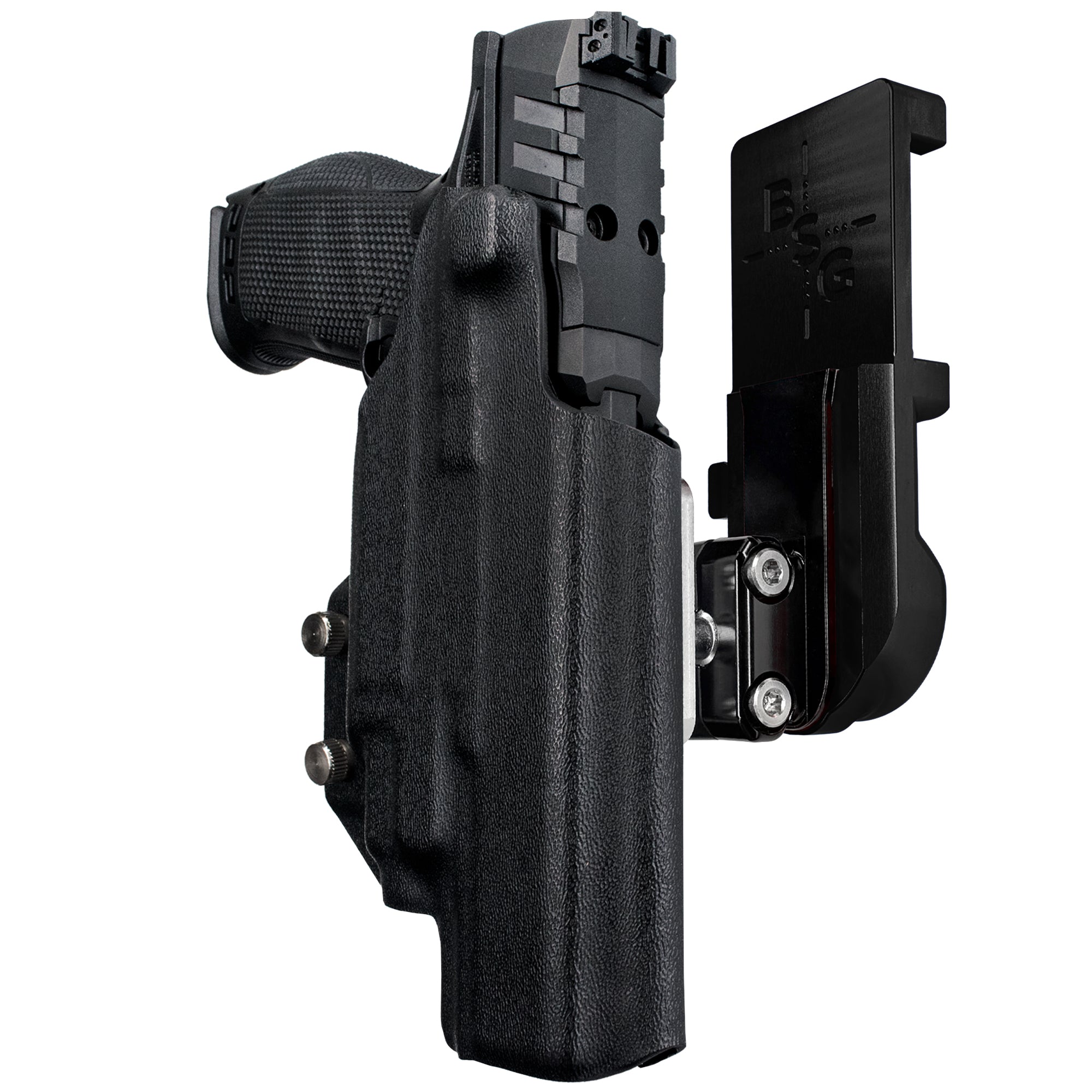 Walther PDP 5'' TLR-7/8 IPSC/USPA Quick Mount Ball Joint Holster with Black Belt Attachment, Black Holster Shell