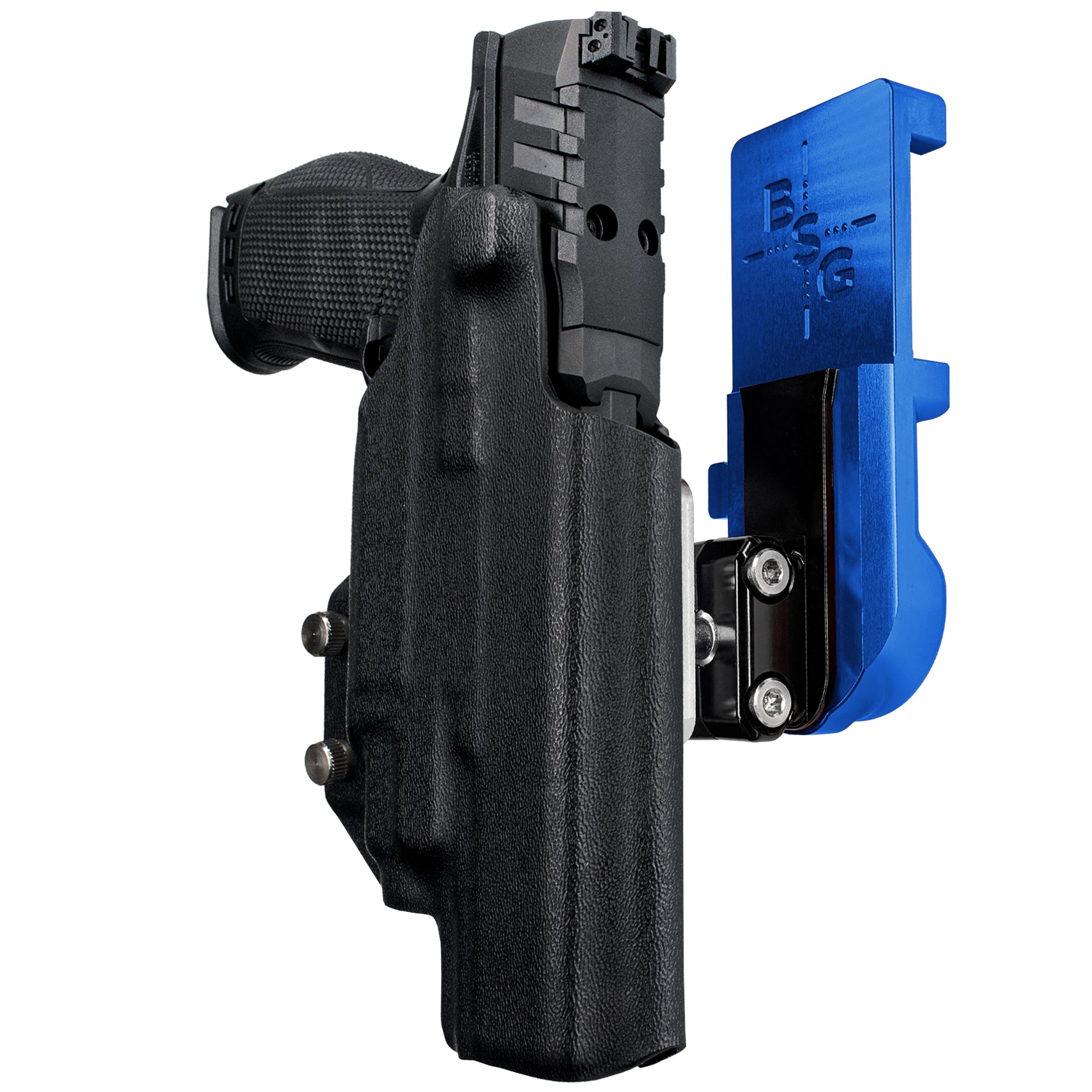 Walther PDP 5'' TLR-7/8 IPSC/USPA Quick Mount Ball Joint Holster with Blue Belt Attachment, Black Holster Shell