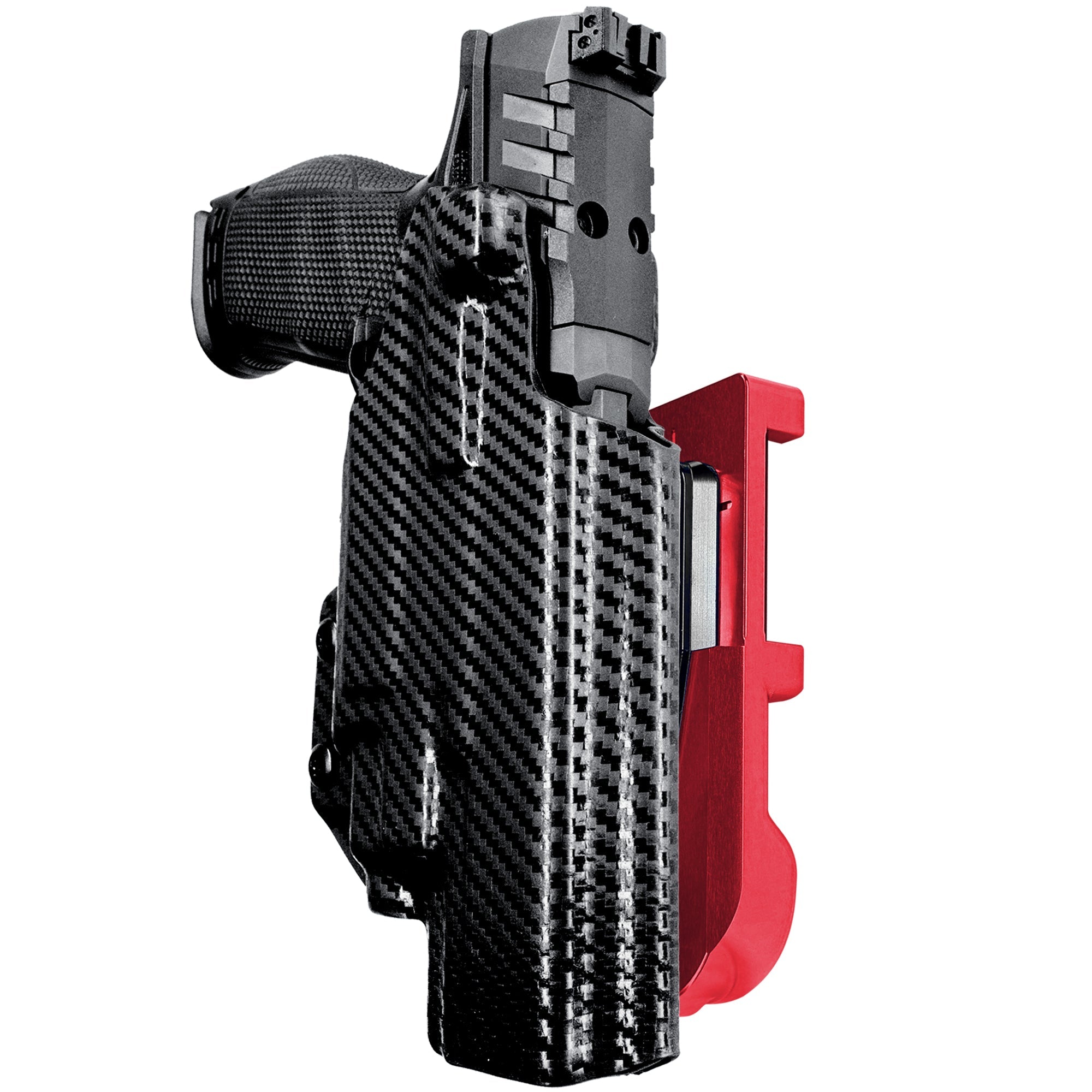 Walther PDP 5'' TLR-7/8 IDPA Quick Mount Holster with Red Belt Attachment, Carbon Fiber Holster Shell
