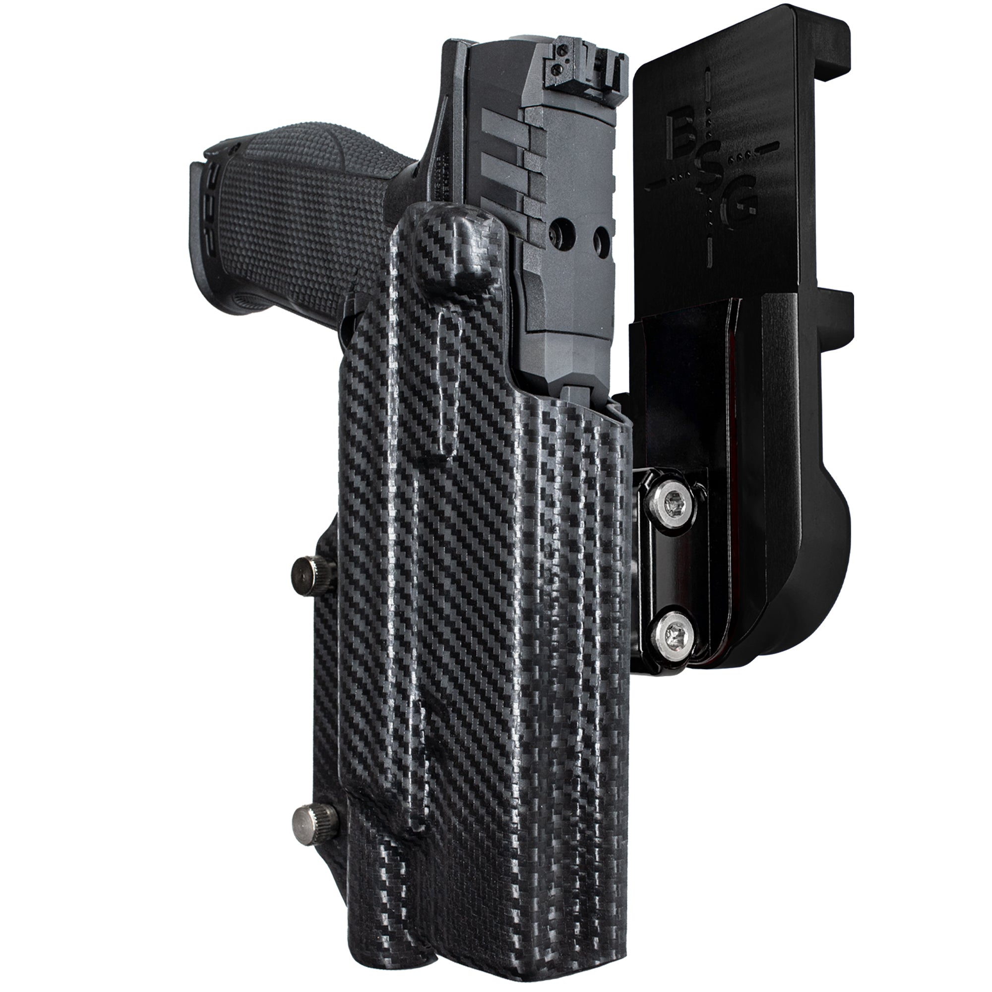 Walther PDP 5'' X300U-A IPSC/USPA Quick Mount Ball Joint Holster with Black Belt Attachment, Carbon Fiber Holster Shell