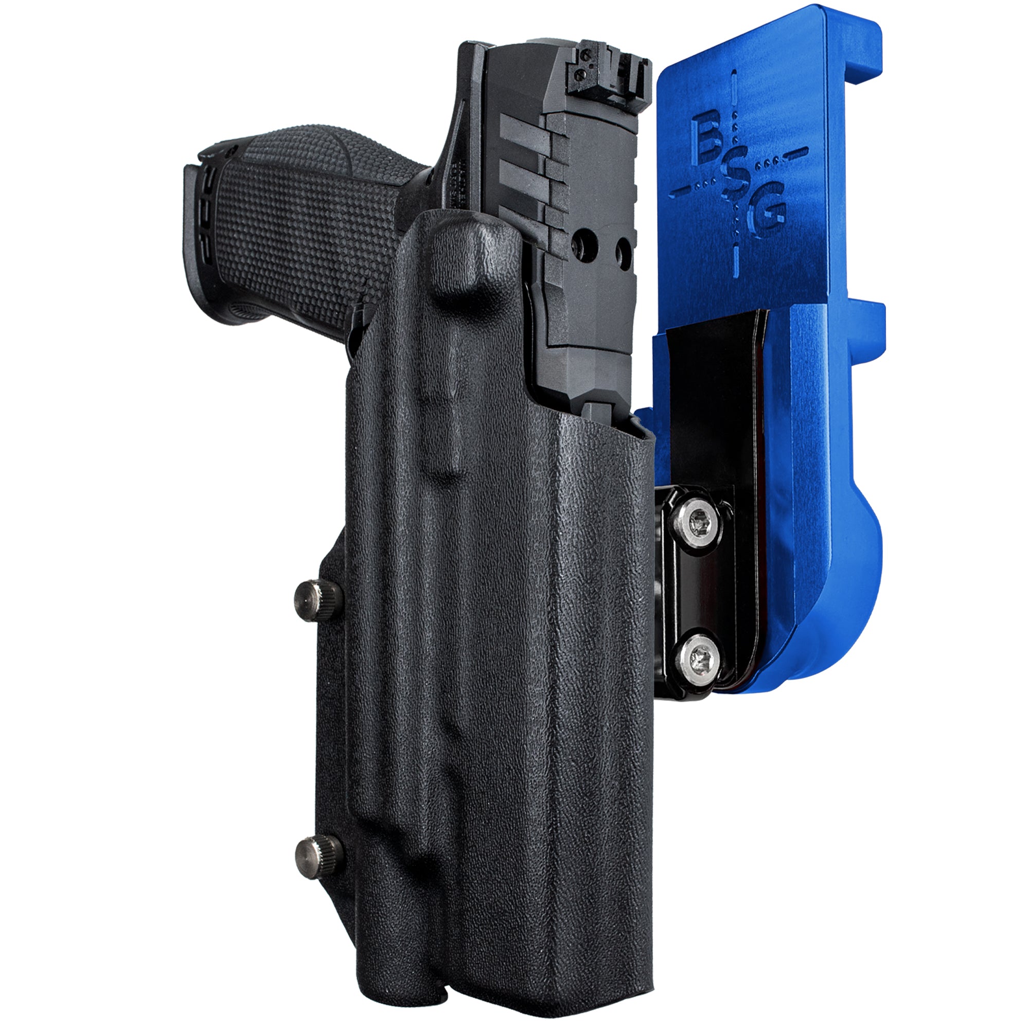 Walther PDP 5'' X300U-A IPSC/USPA Quick Mount Ball Joint Holster with Blue Belt Attachment, Black Holster Shell