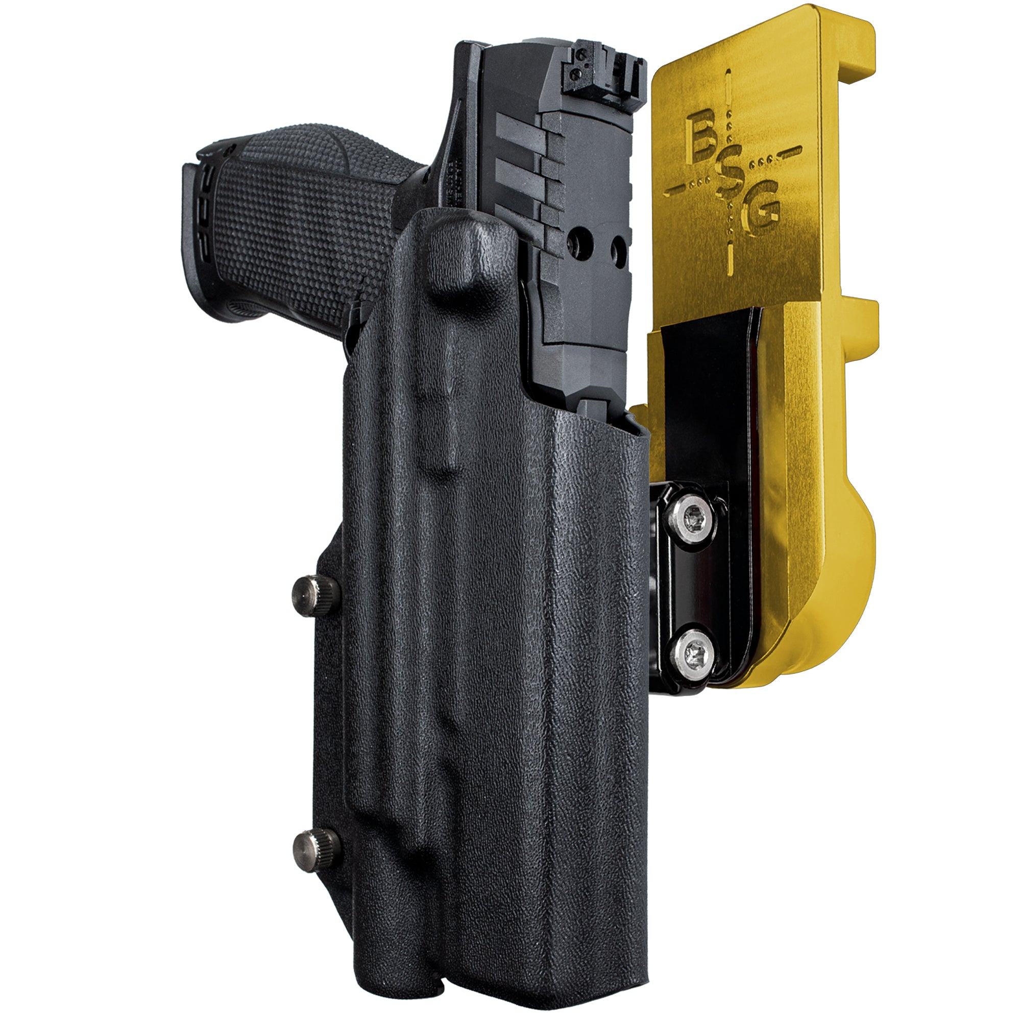 Walther PDP 5'' X300U-A IPSC/USPA Quick Mount Ball Joint Holster with 24K Gold Belt Attachment, Black Holster Shell