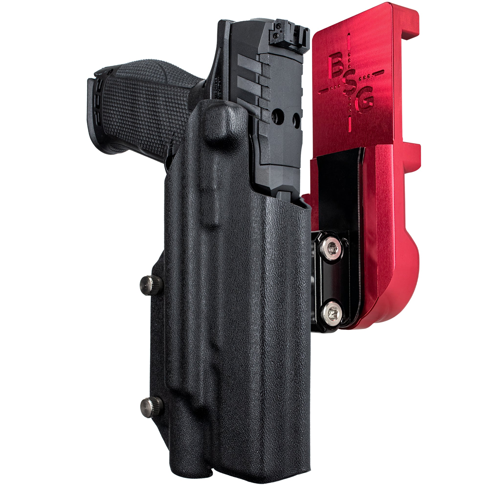 Walther PDP 5'' X300U-A IPSC/USPA Quick Mount Ball Joint Holster with Red Belt Attachment, Black Holster Shell