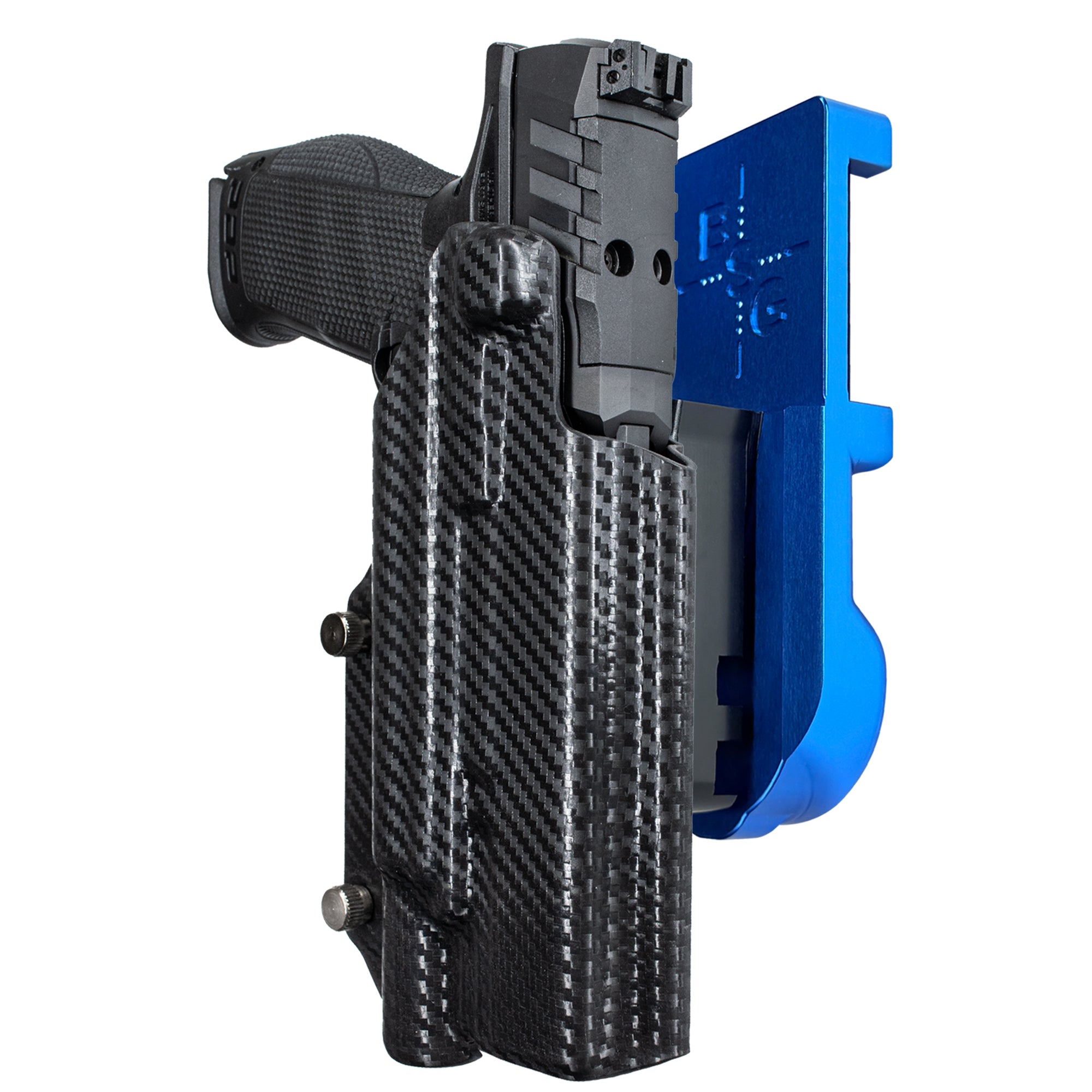 Walther PDP 5'' X300U-A IPSC/USPA Quick Mount Holster with Blue Belt Attachment, Carbon Fiber Holster Shell