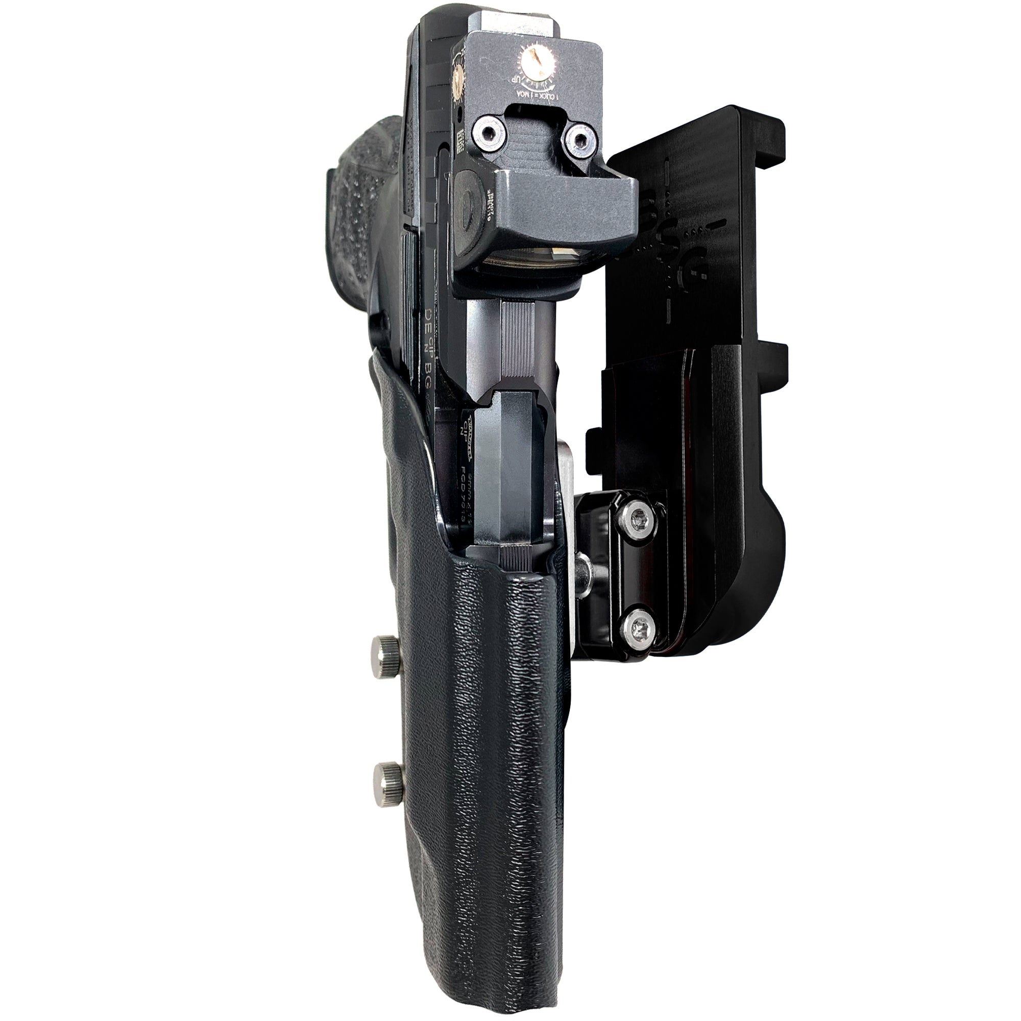 Walther Q5 Match Polymer IPSC/USPA Quick Mount Ball Joint Holster with Black Belt Attachment, Black Holster Shell