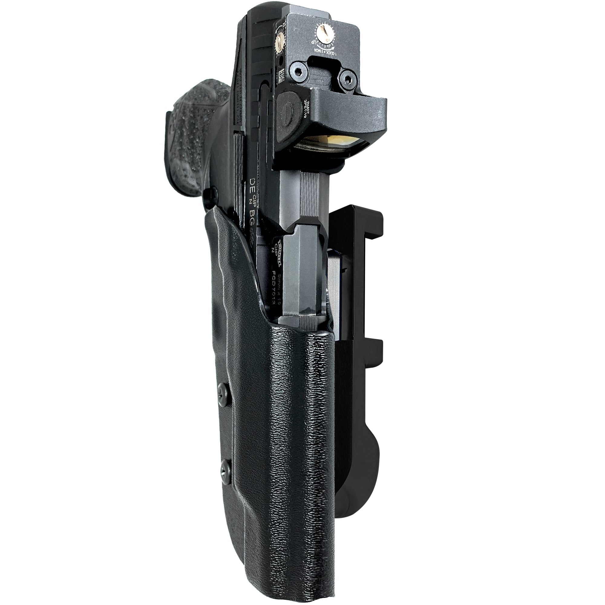 Walther Q5 Match Polymer IDPA Quick Mount Holster with Black Belt Attachment, Black Holster Shell