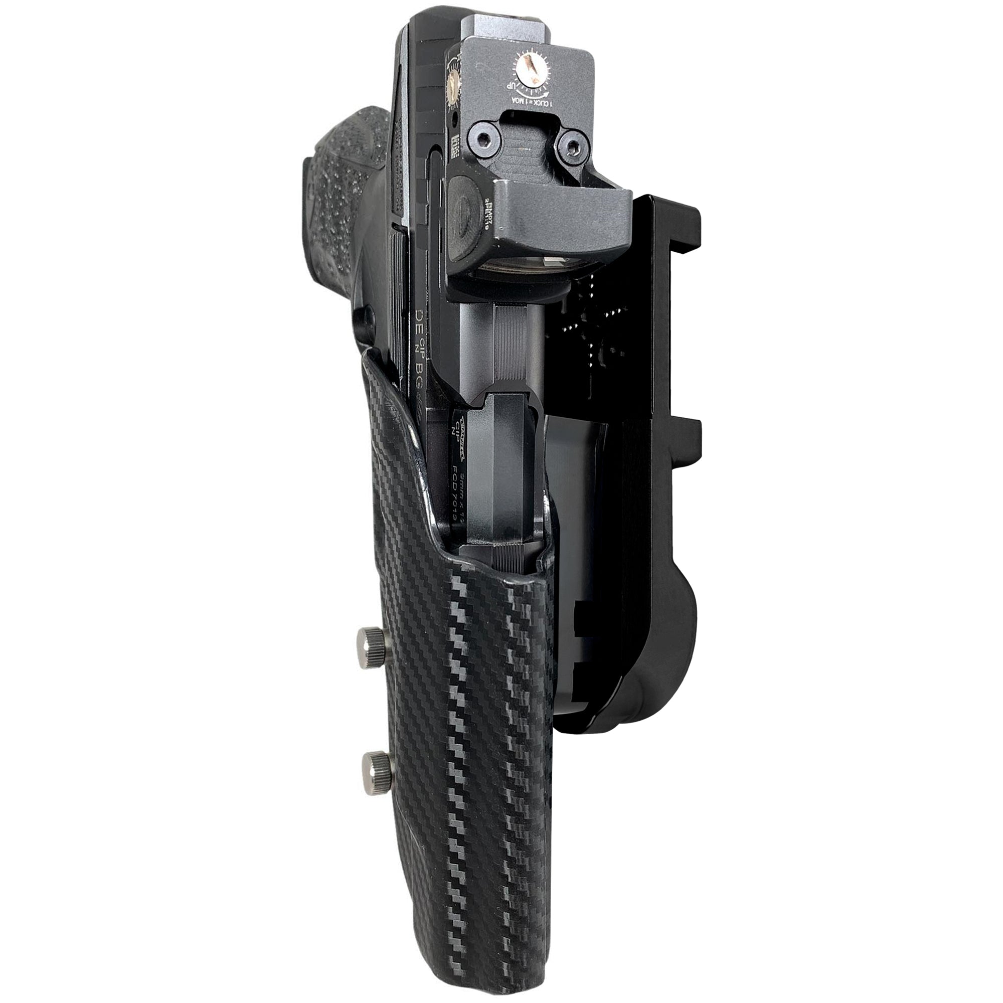 Walther Q5 Match Polymer IPSC/USPA Quick Mount Holster with Black Belt Attachment, Carbon Fiber Holster Shell