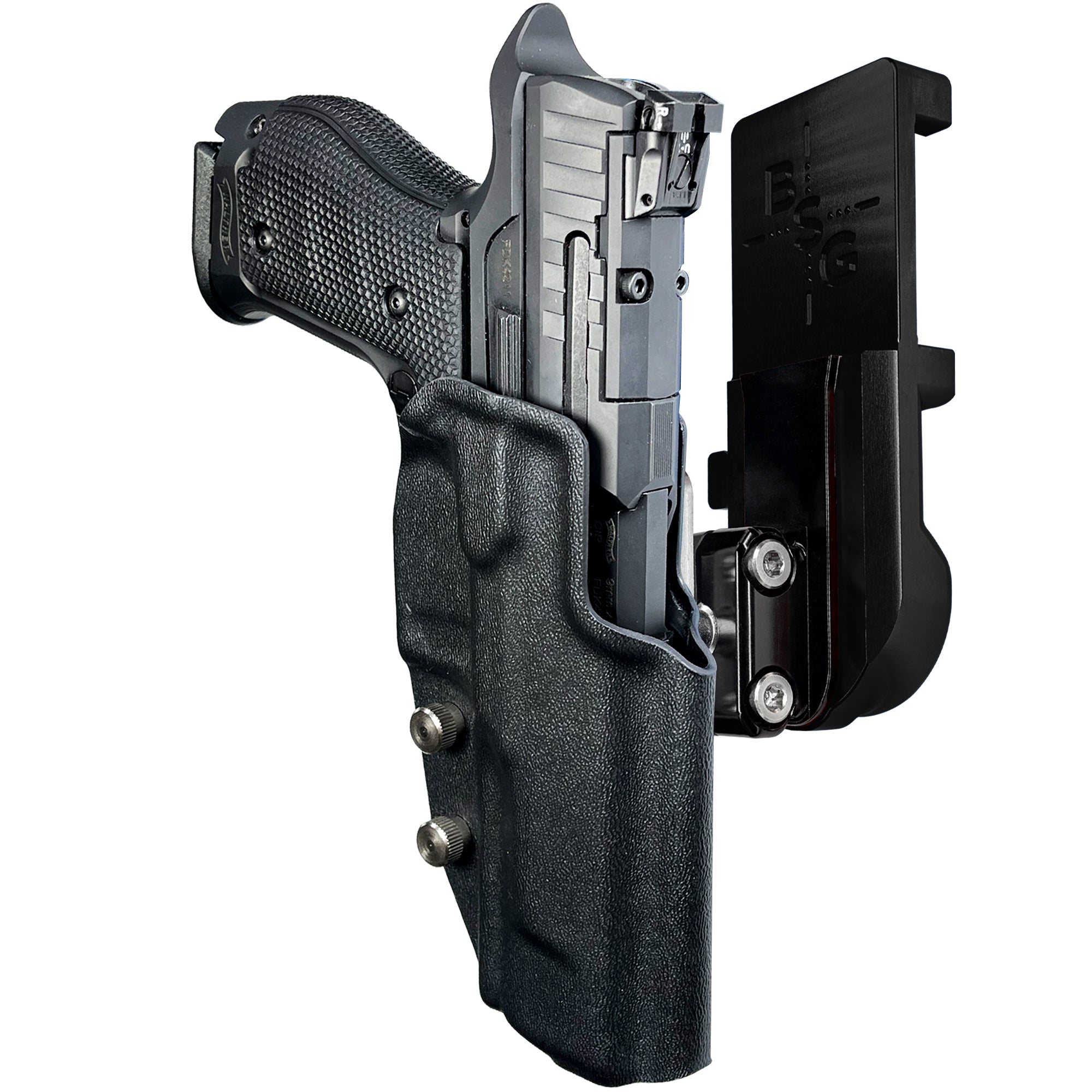 Walther Q5 Match SF IPSC/USPA Quick Mount Ball Joint Holster with Black Belt Attachment, Black Holster Shell
