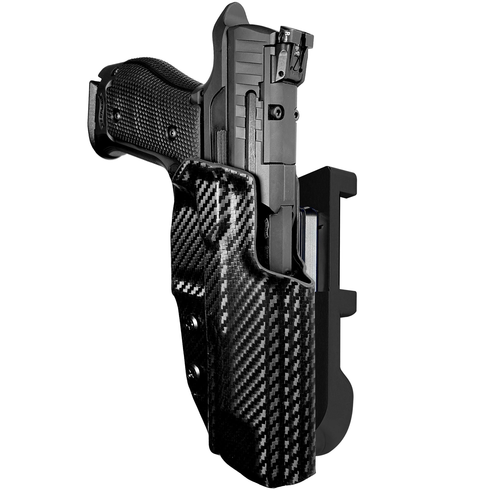 Walther Q5 Match SF IDPA Quick Mount Holster with Black Belt Attachment, Carbon Fiber Holster Shell