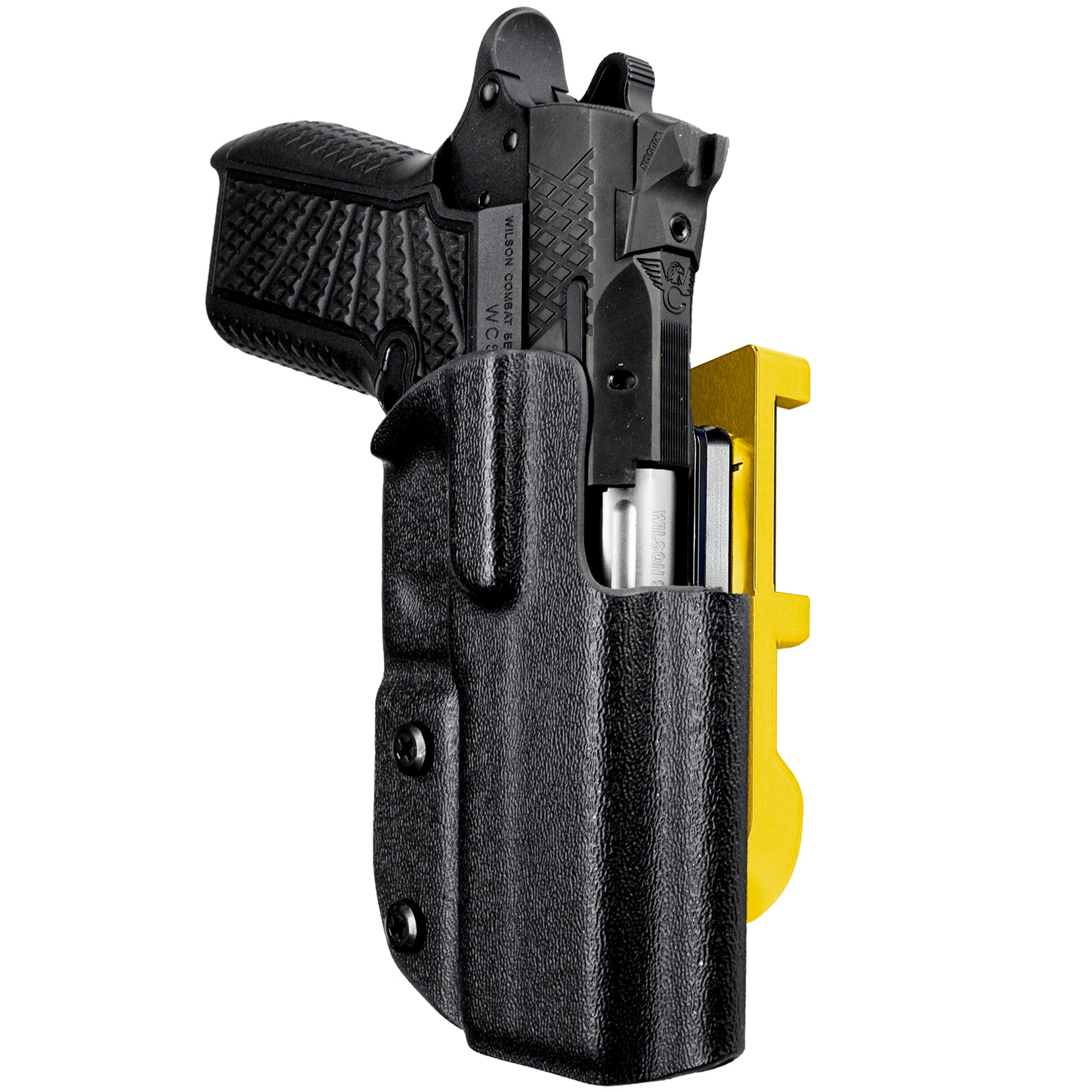 Wilson C. SFX9 4in IDPA Quick Mount Holster with 24K Gold Belt Attachment, Black Holster Shell