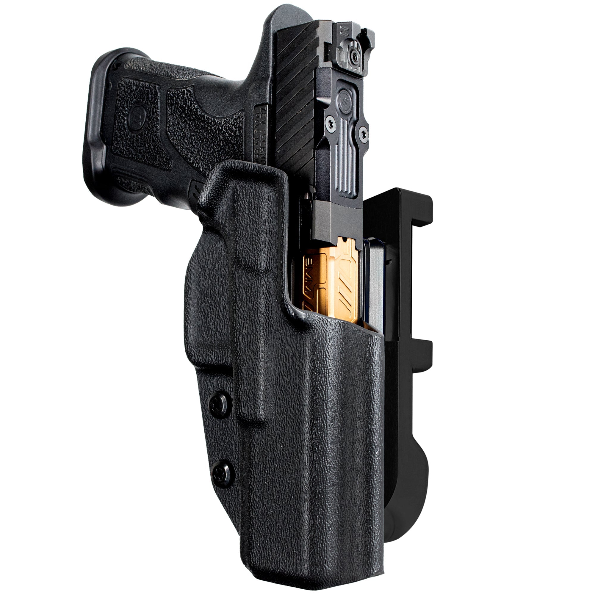 ZEV OZ9 4.48'' IDPA Quick Mount Holster with Black Belt Attachment, Black Holster Shell