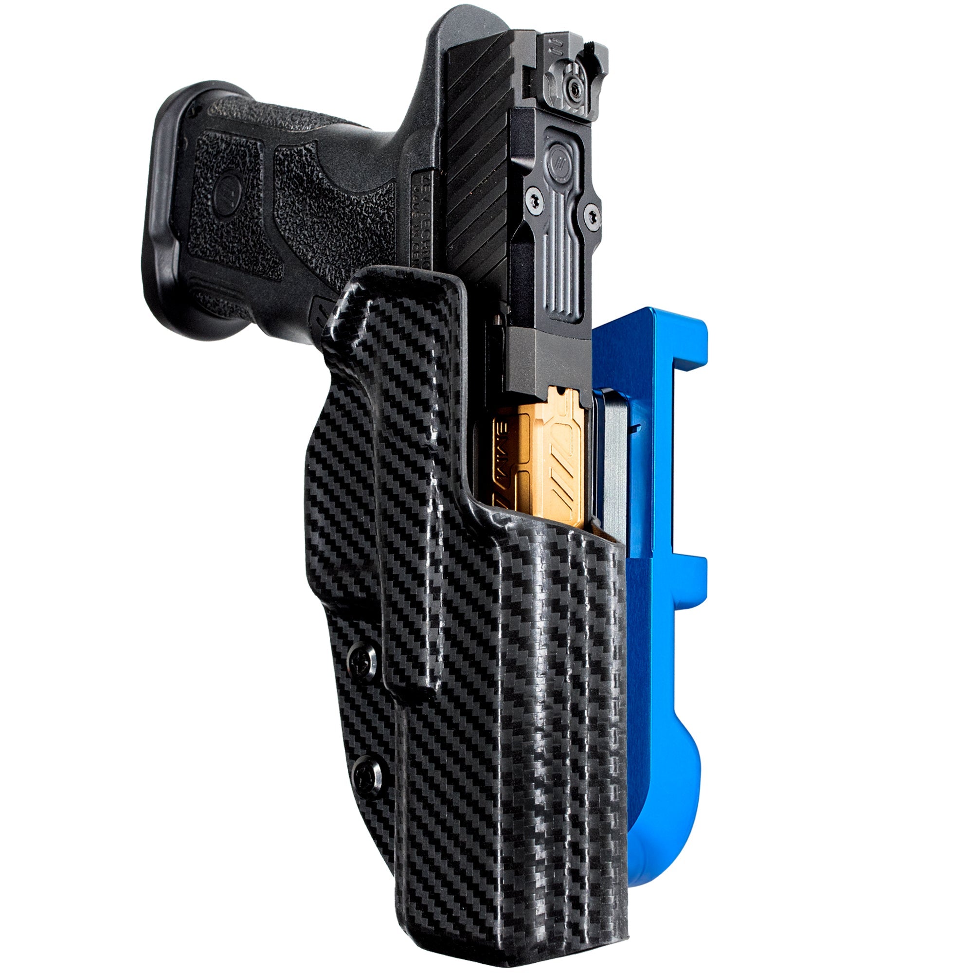 ZEV OZ9 4.48'' IDPA Quick Mount Holster with Blue Belt Attachment, Carbon Fiber Holster Shell