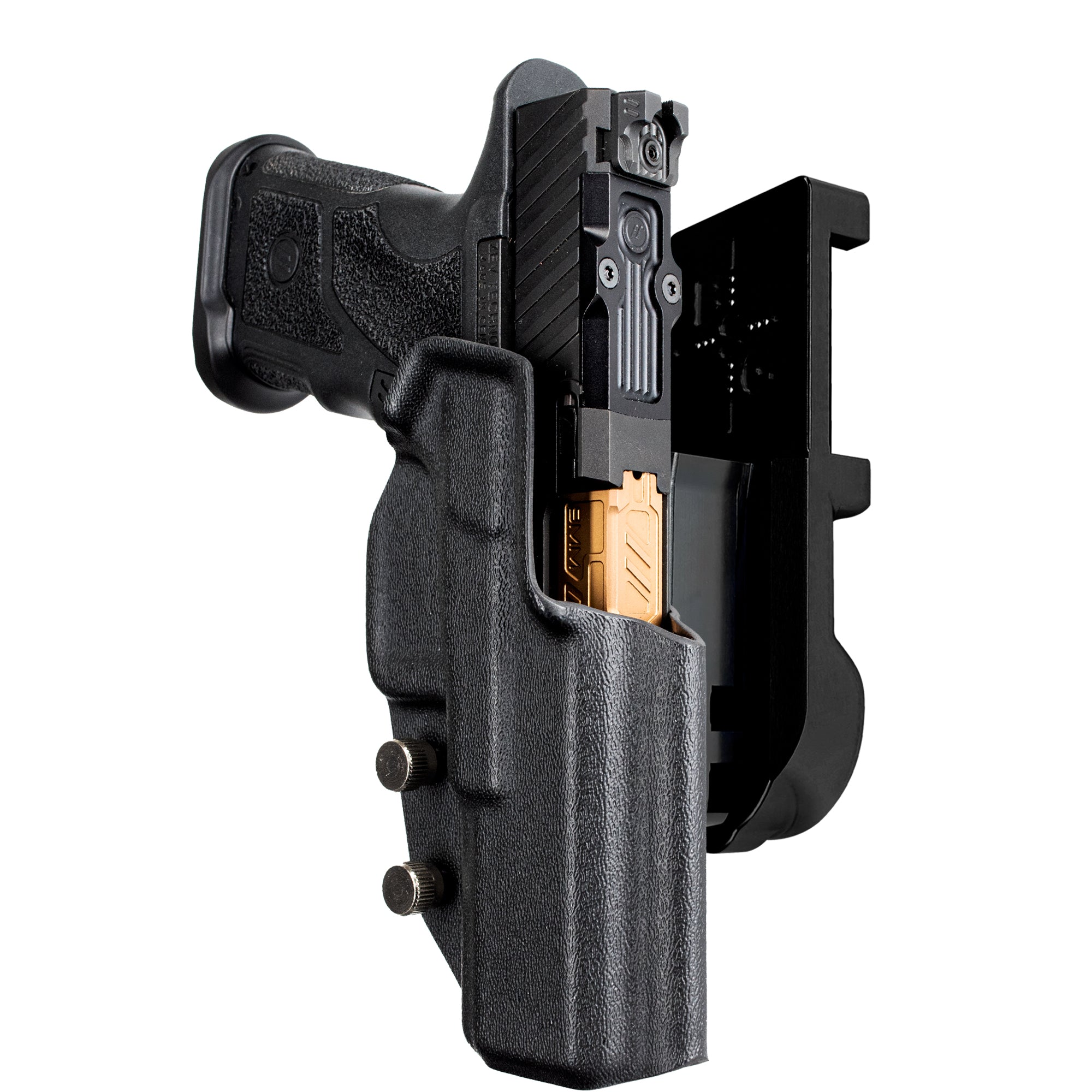 ZEV OZ9 4.48'' IPSC/USPA Quick Mount Holster with Black Belt Attachment, Black Holster Shell