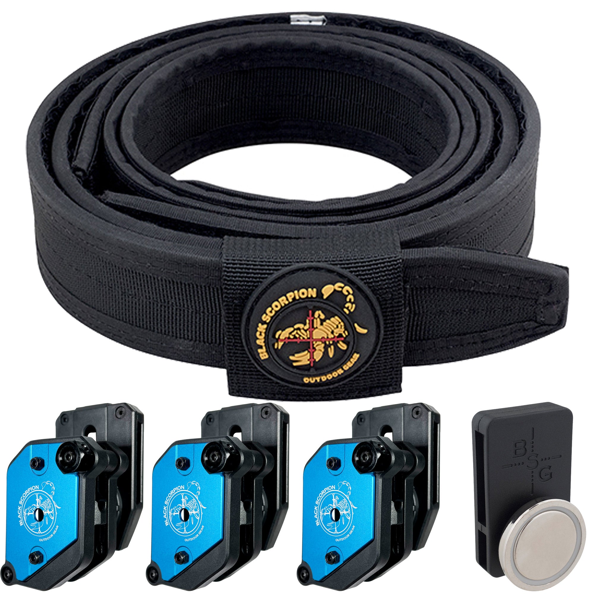 Competition Rig - 1 Heavy Duty Belt w/ 3 Ambidextrous Single/Double Stack Magazine Pouches and 1 Magnetic Magazine Pouch