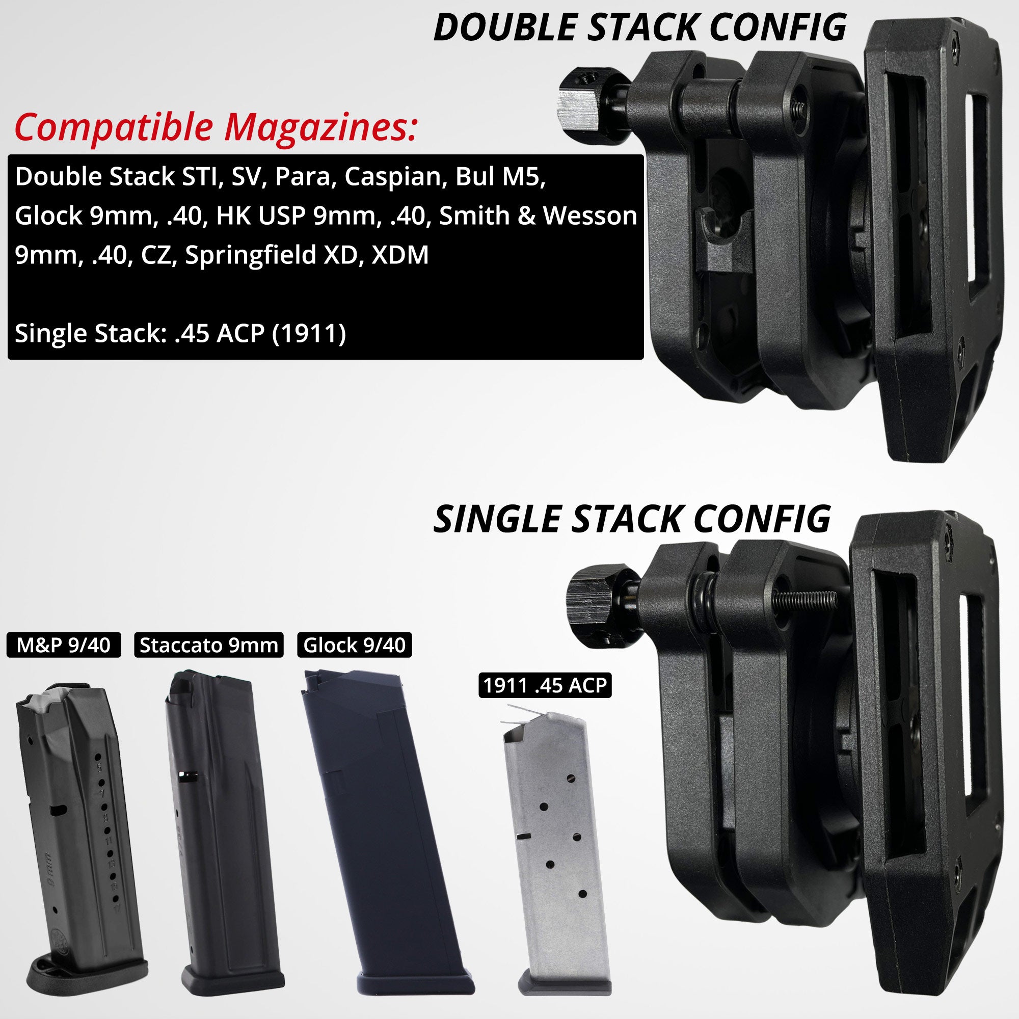 Ambidextrous Single/Double Stack Competition Magazine Pouch