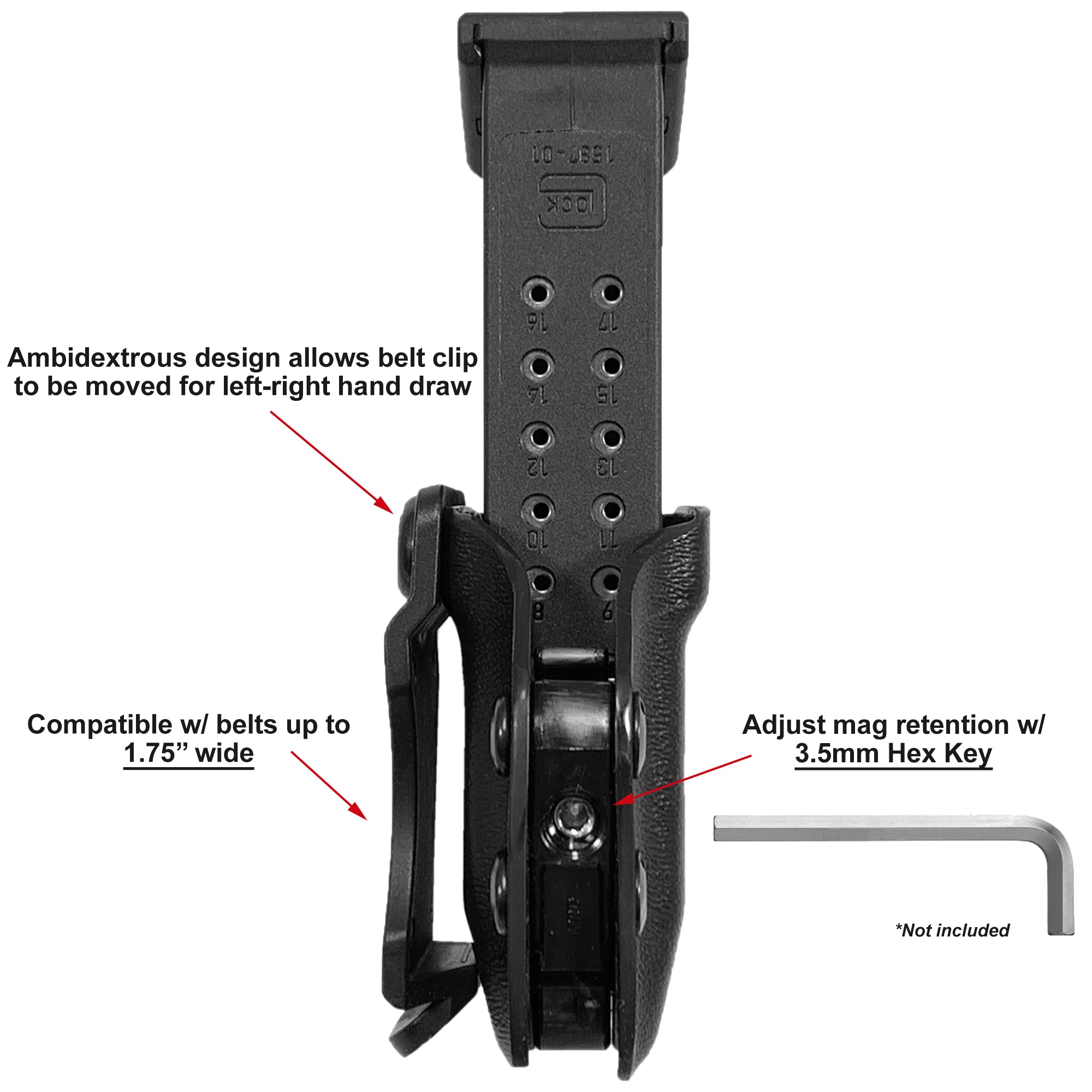 Black Scorpion IWB Kydex Holster & Mag Pouch Combo For Glock 19, 23, 32 - Right Hand