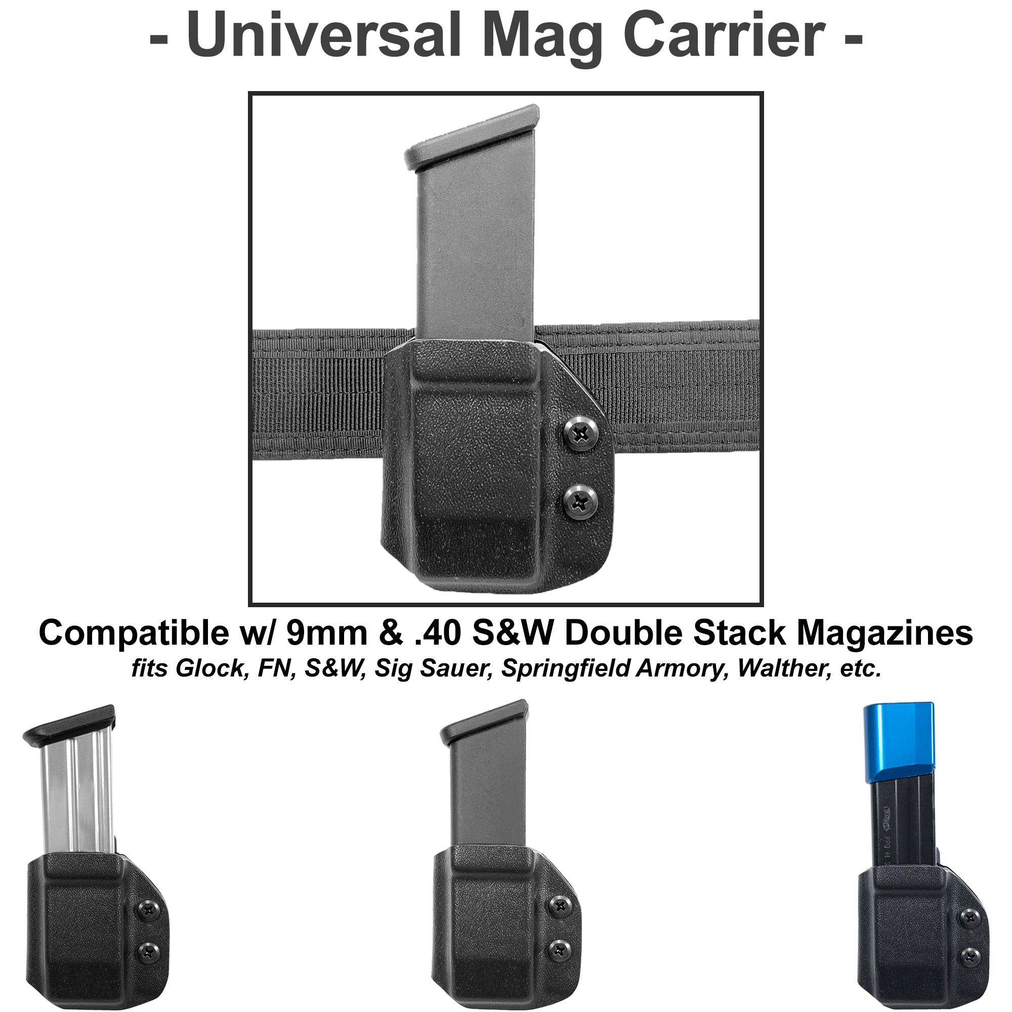 Universal OWB Double Stack Magazine Carrier 9mm, .40 S&W